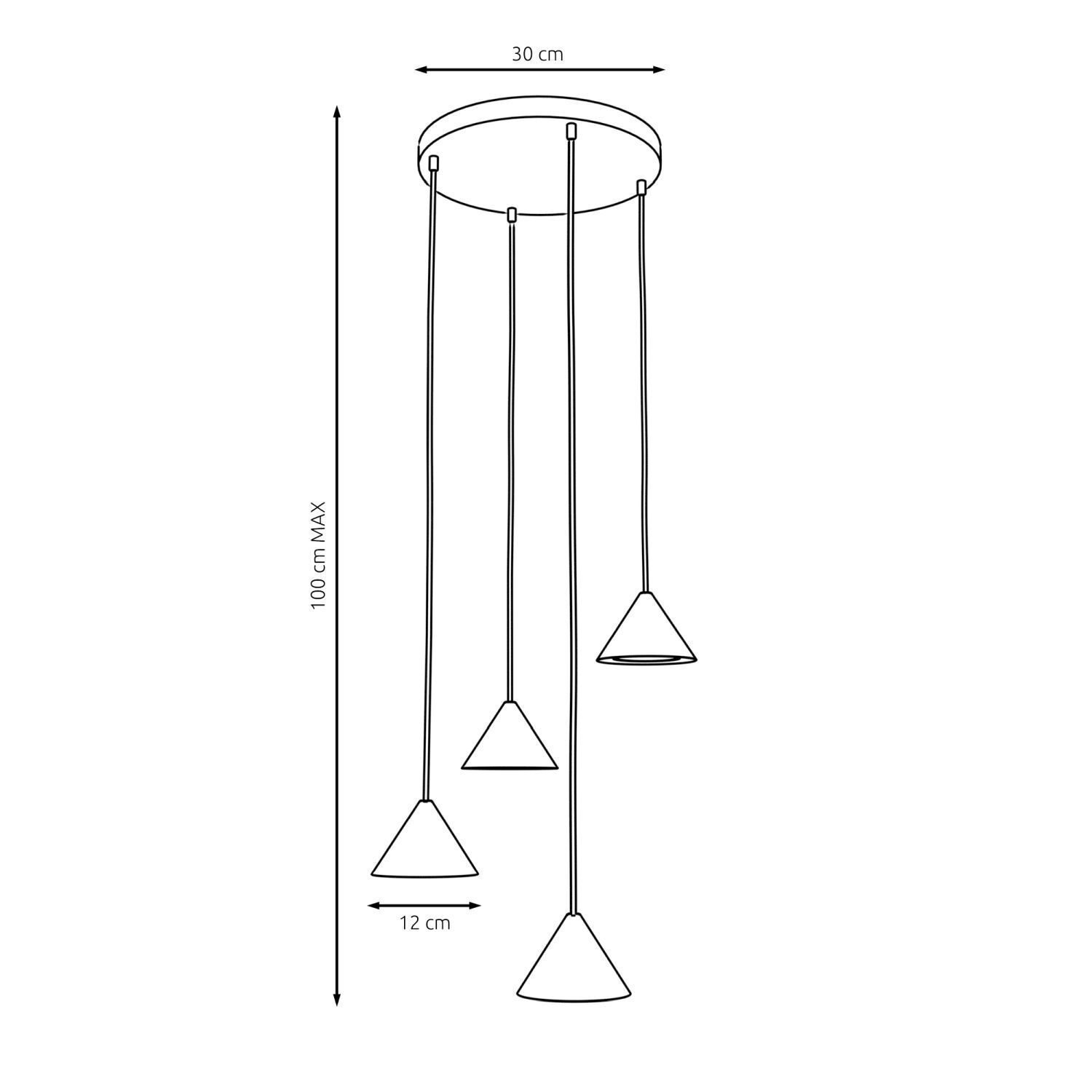 Lampe à suspendre noire en métal 4-flamme GX53 Moderne
