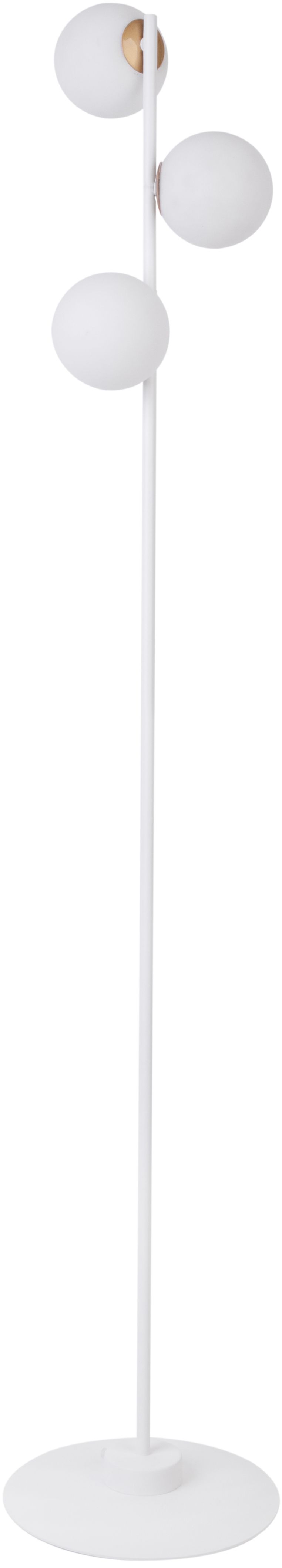 Lampadaire 3 flammes métal blanc boule lecture G9 160 cm