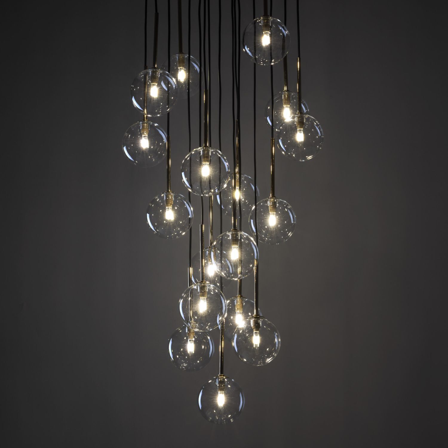 Lampe à suspendre verre métal Ø 52 cm H : max. 145 cm en noir or