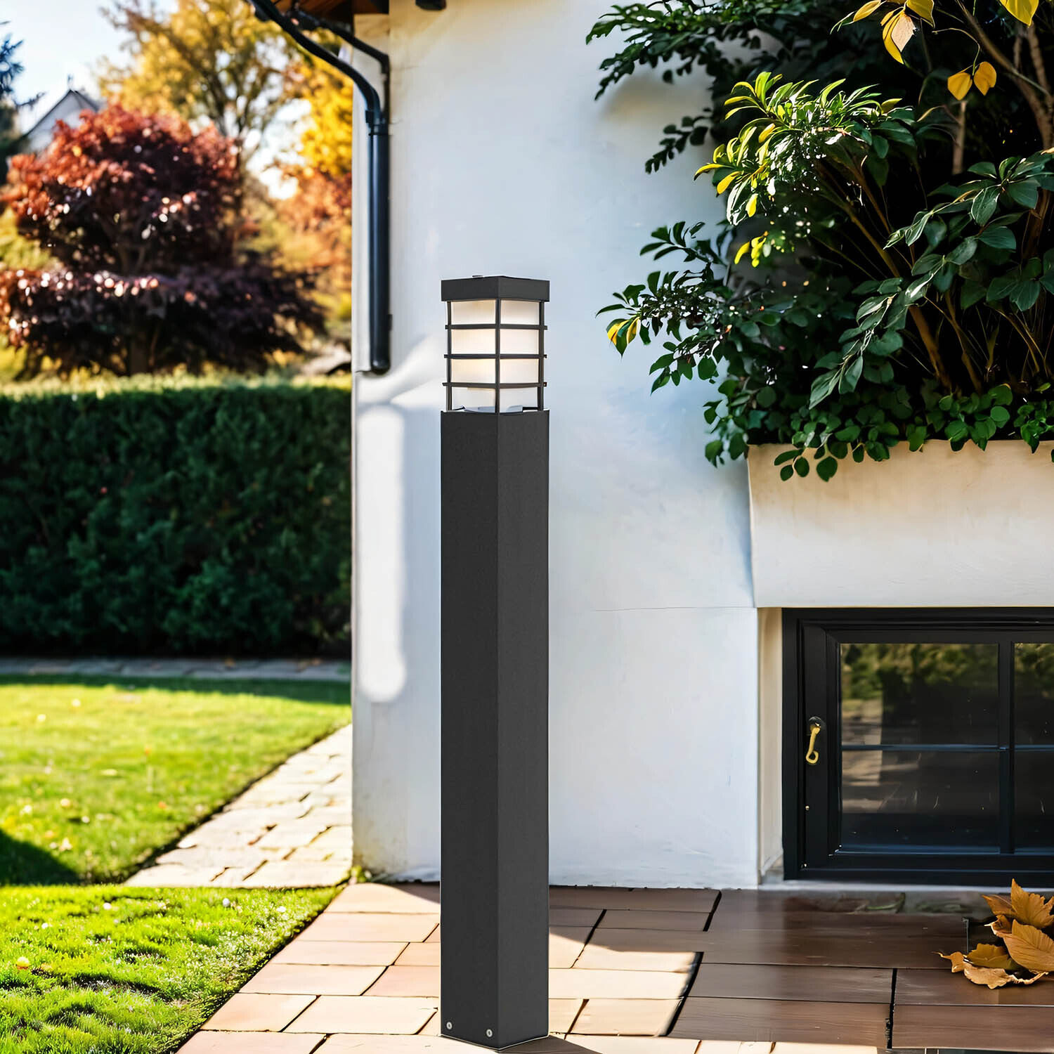 Lampe de jardin moderne carrée 75 cm IP54 noire