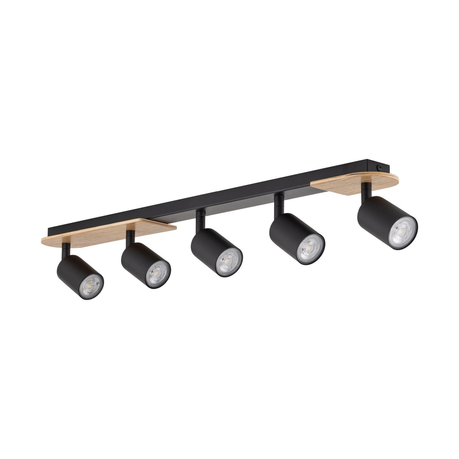 Plafonnier bois métal 85 cm long brun noir 5x GU10 Beleuchtung, Lampe