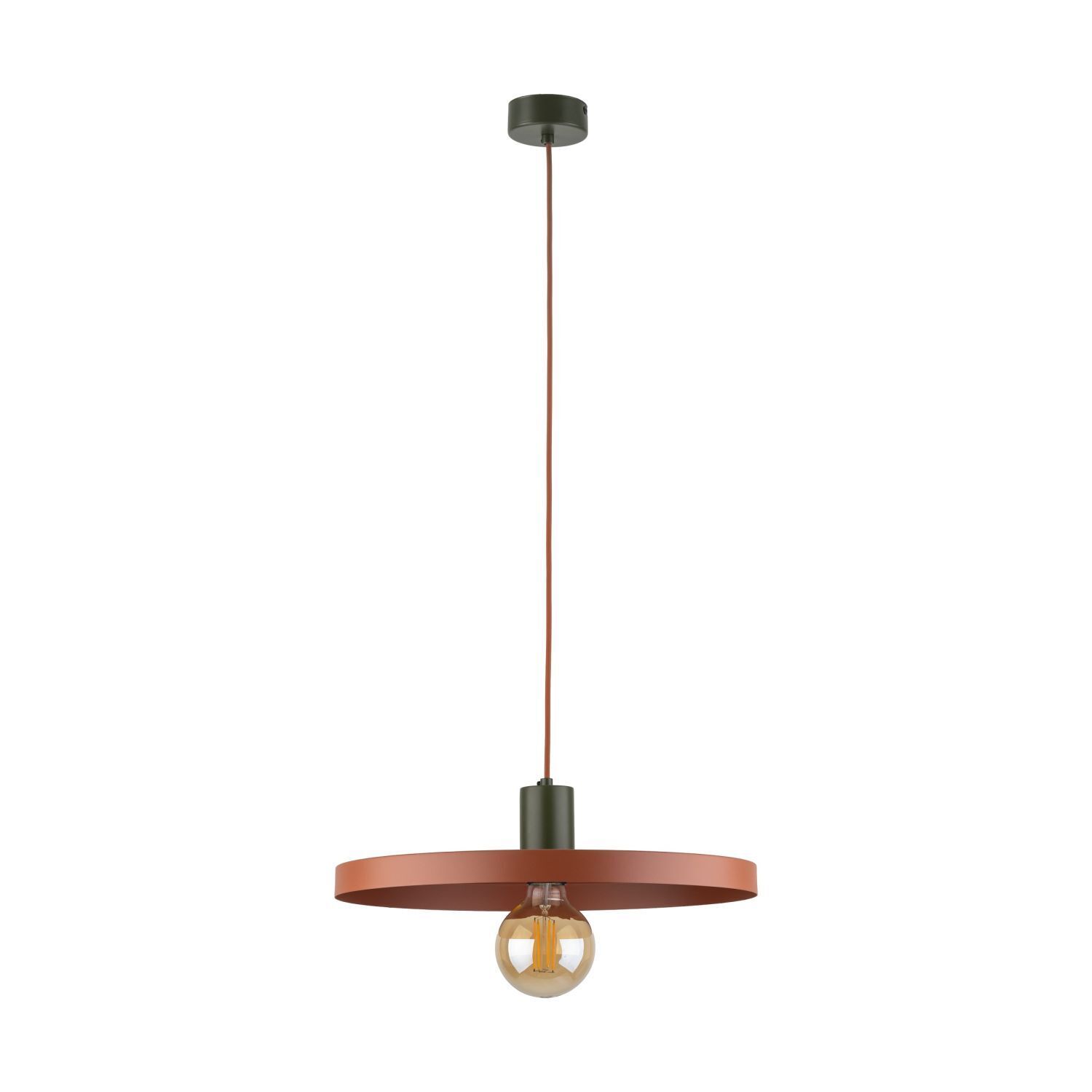 Lampe à suspendre ronde E27 Ø40 cm Vintage brun rouge brique