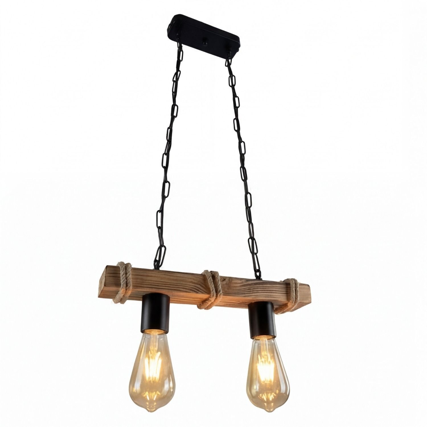 hängelampe, holz, glühbirne, industrial, doppelbirne