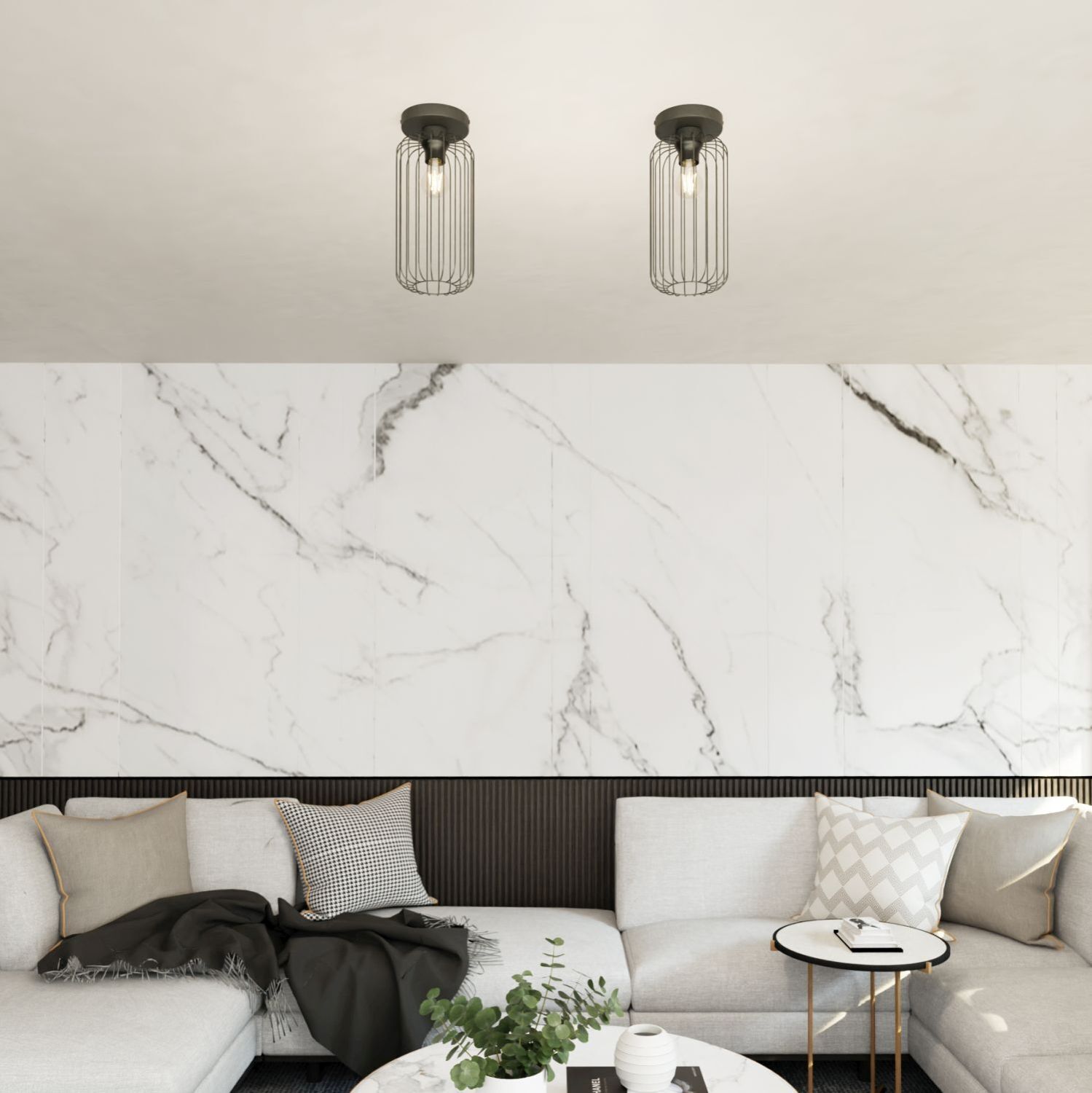 Fil de fer Plafonnier Noir Métal E27 Ø16 cm rond Rétro Drinnen, Innenarchitektur, Wohnzimmer, Couch, Dekoration für Zuhause