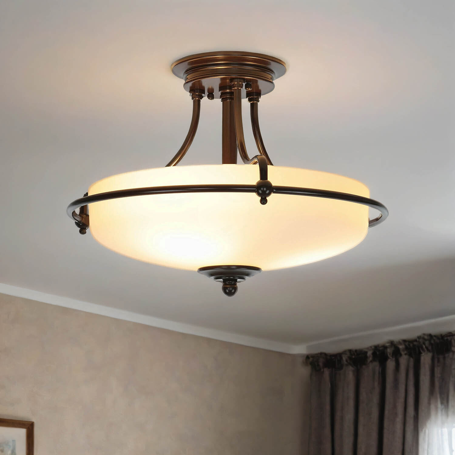 Plafonnier ASPERO Bronze Ø43cm Lampe de couloir Deckenleuchte, Leuchte, Kronleuchter, Lampe