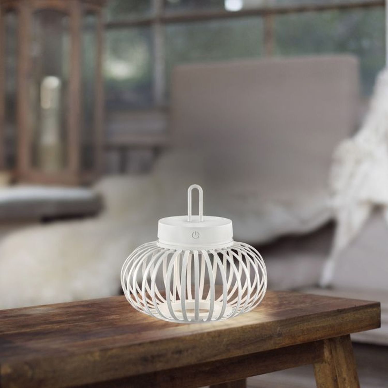 LED Akku Tischleuchte Dimmer Touch 22 cm IP44 2 W Weiß Kunst, Kunsthandwerk