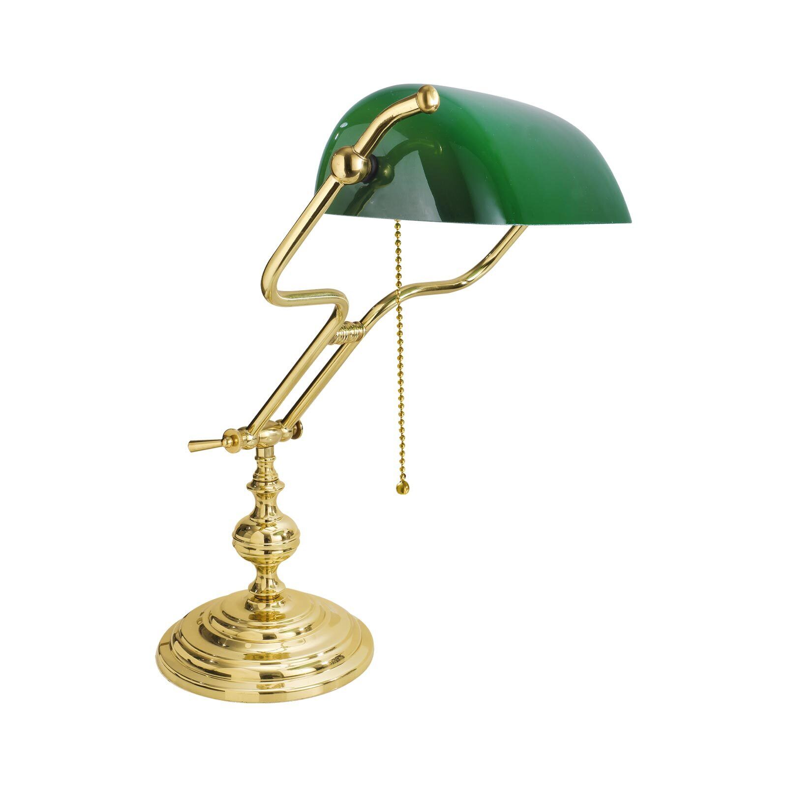 tischlampe-jugendstil-lampen-bibliothekslampe-lampade-ministero-1x-e27-bis-8w-messing-poliert-gruen-fuer-arbeitszimmer-le108882-02 Tischlampe, Lampe, Messing-Standlampe, Grüner Schirm, Fadenspule/Schalter