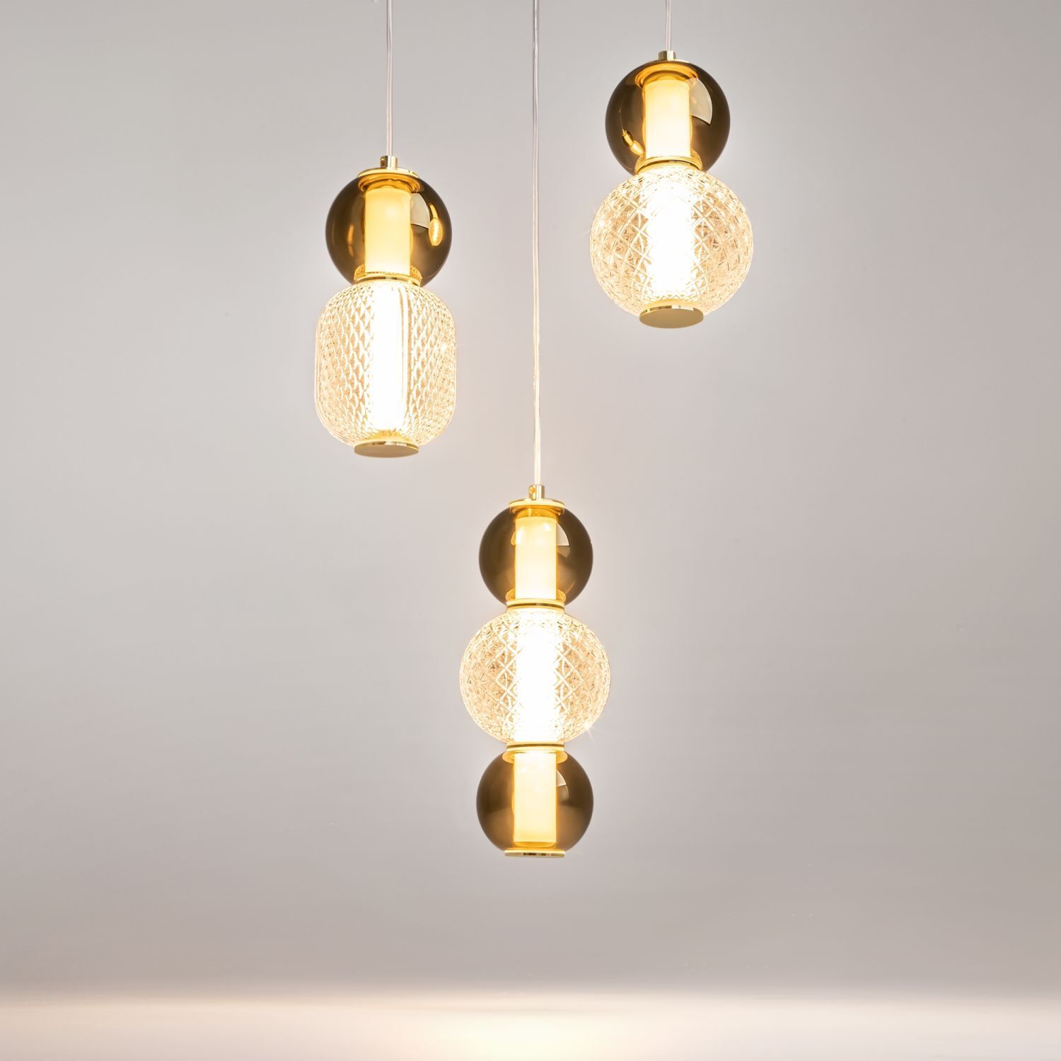 Suspension LED métal verre fumé L : 38 cm 4000 lm INA