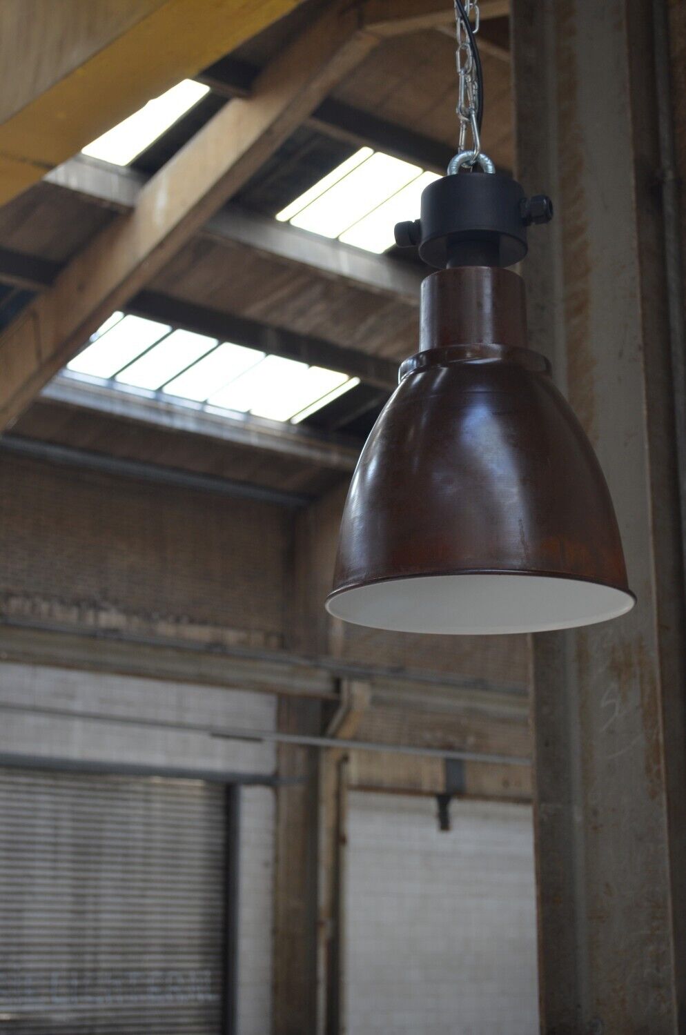 Lampe industrielle suspendue Marron Design industriel