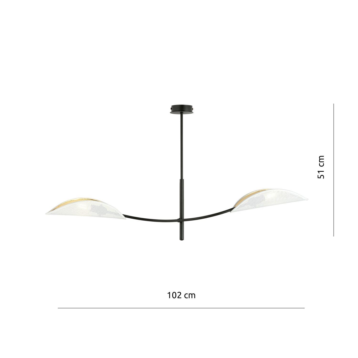 Plafonnier blanc or noir L : 103 cm pivotant 2x E14