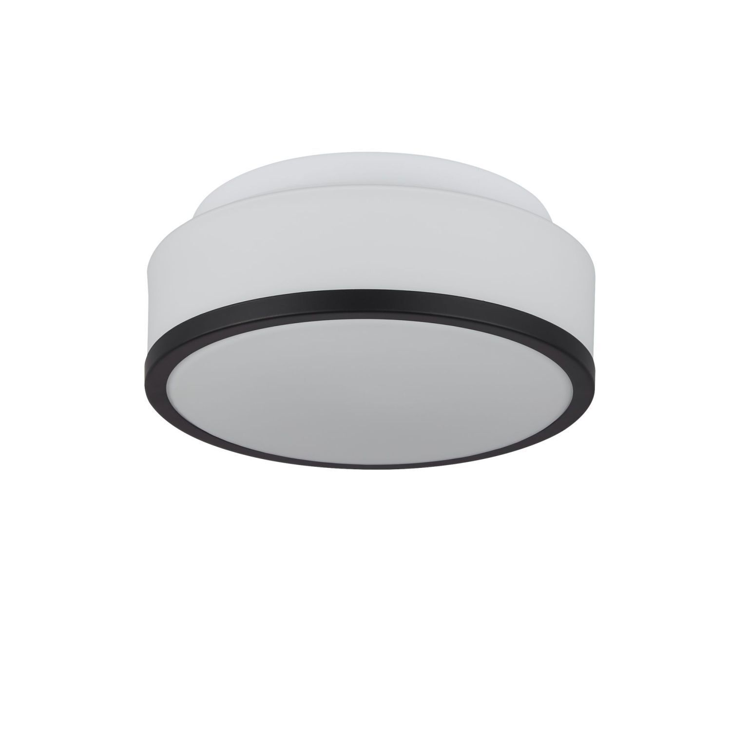 Plafonnier de salle de bain Ø 23 cm rond verre blanc noir IP44