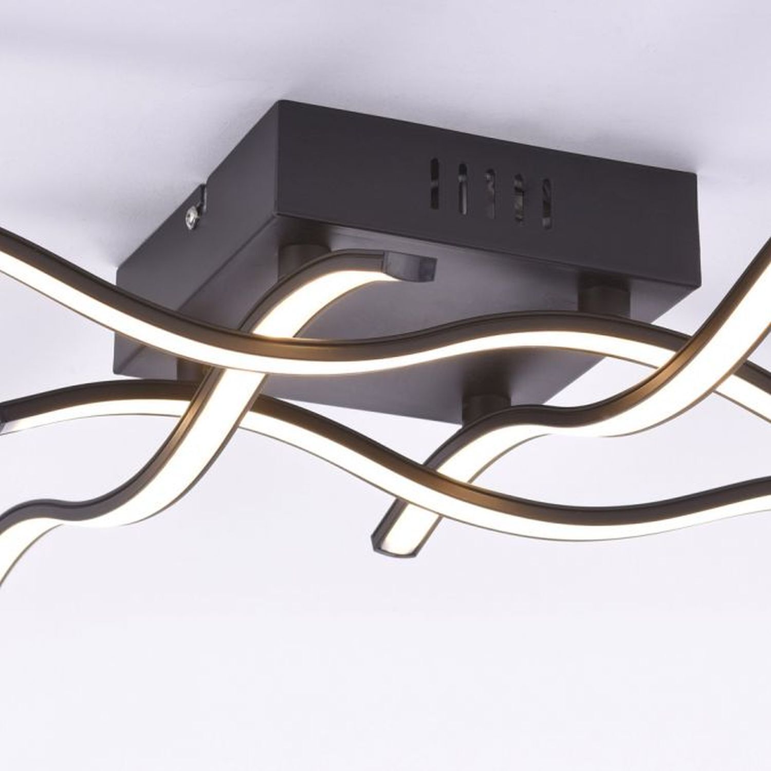 Plafonnier LED Vagues Métal Noir L:55 cm 3000 K