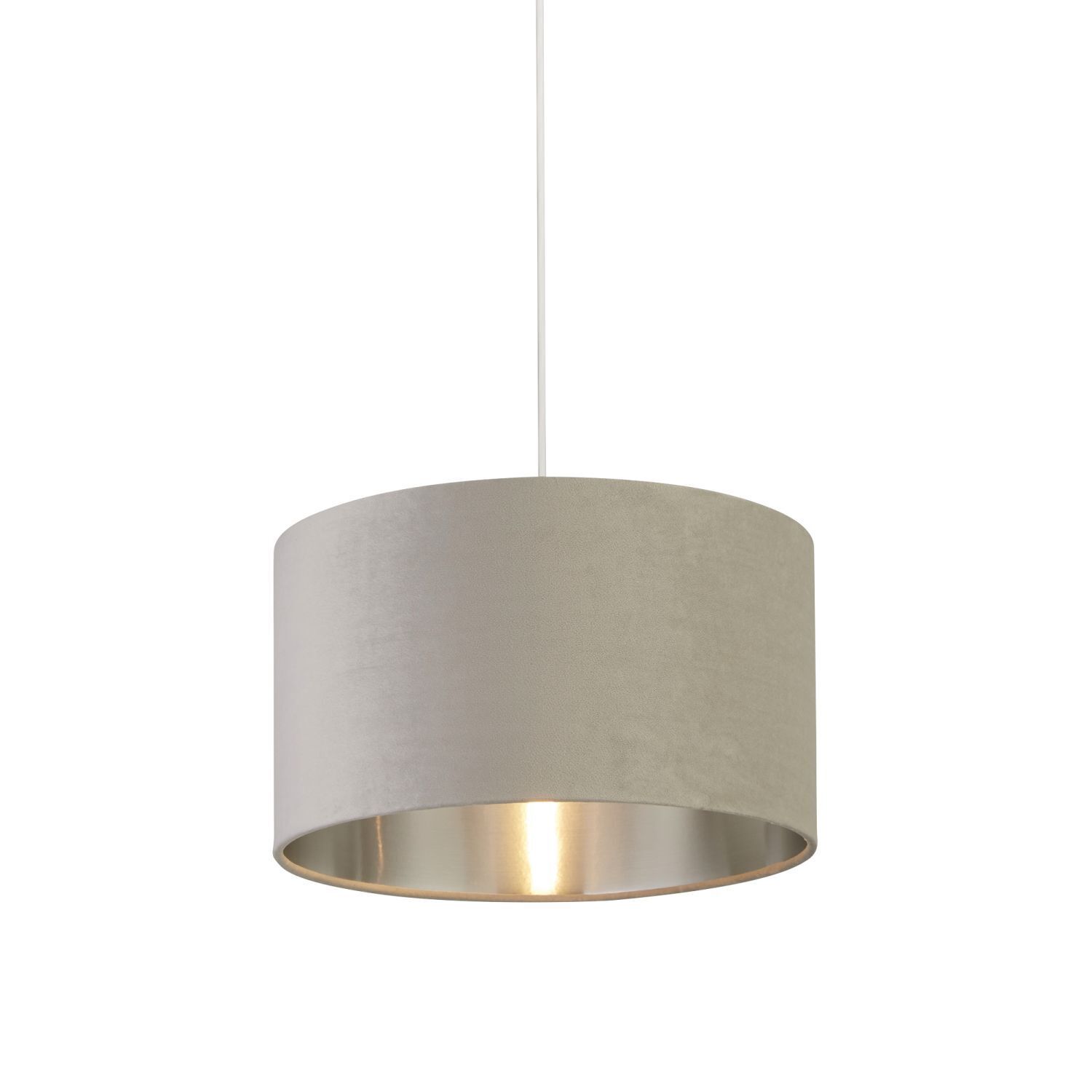 Abat-jour velours gris clair argent D : 38 cm Lampe à suspendre