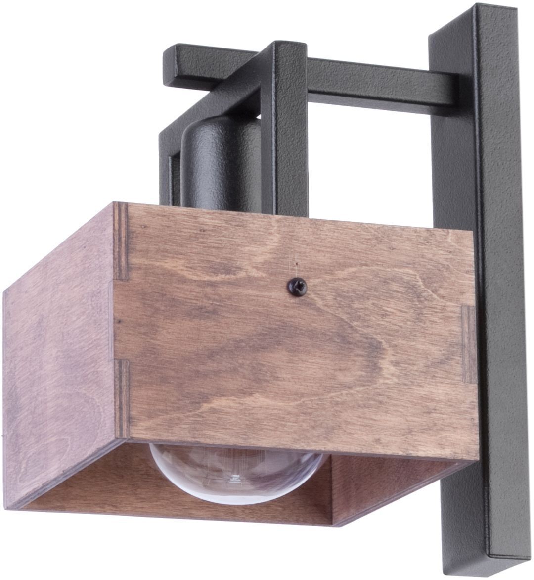 Applique en bois Noir Métal E27 P:21 cm naturel