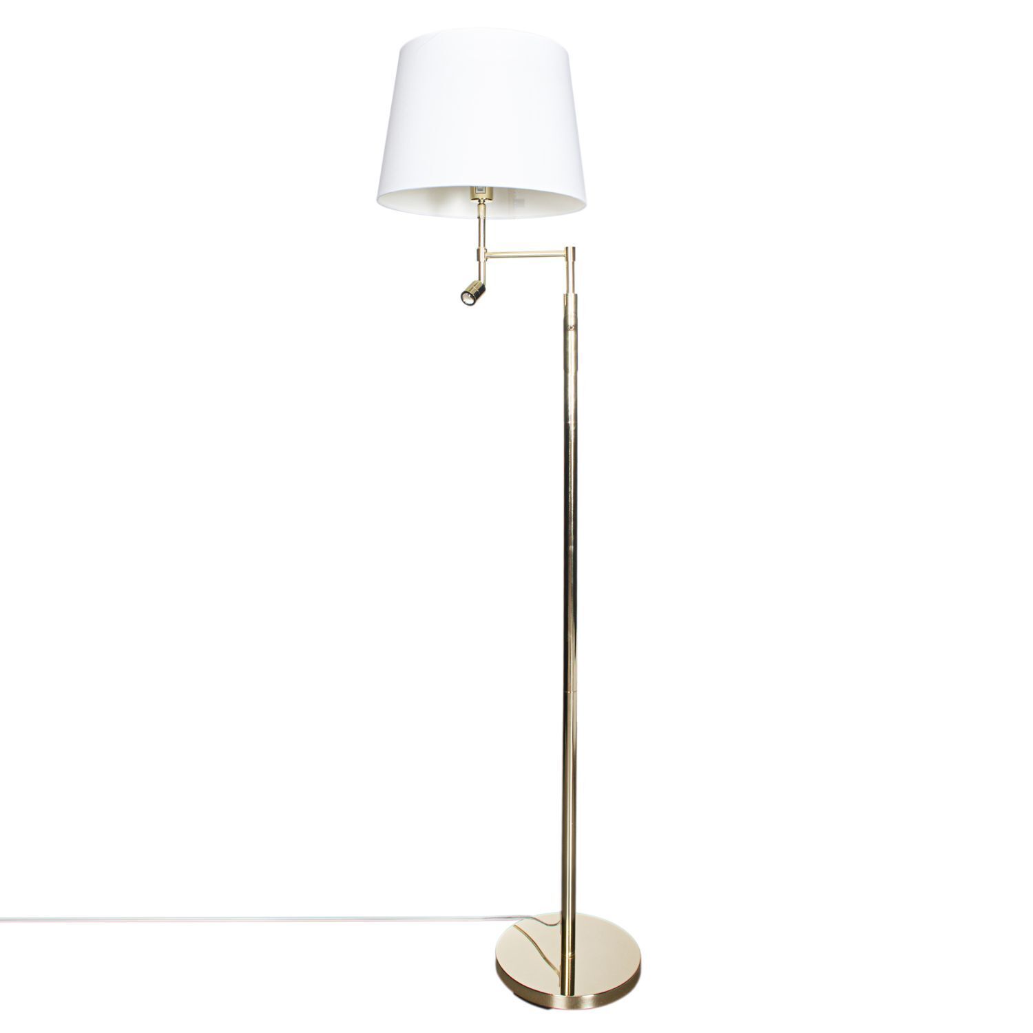 Lampadaire avec lampe de lecture 157 cm E27 + LED laiton blanc Lampe, Lampenschirm
