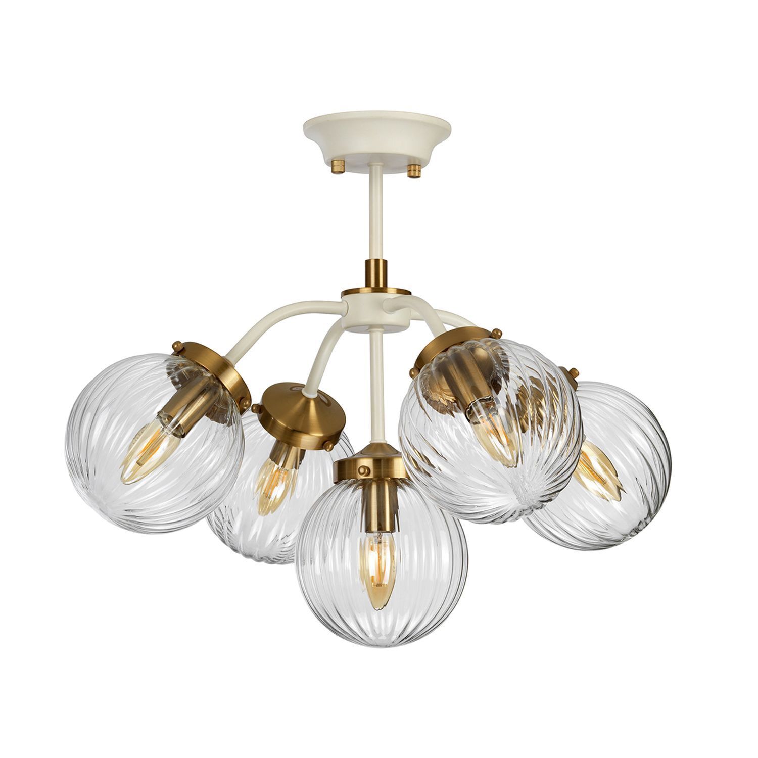 Lampe à suspendre avec abat-jour Crème Laiton Métal Verre