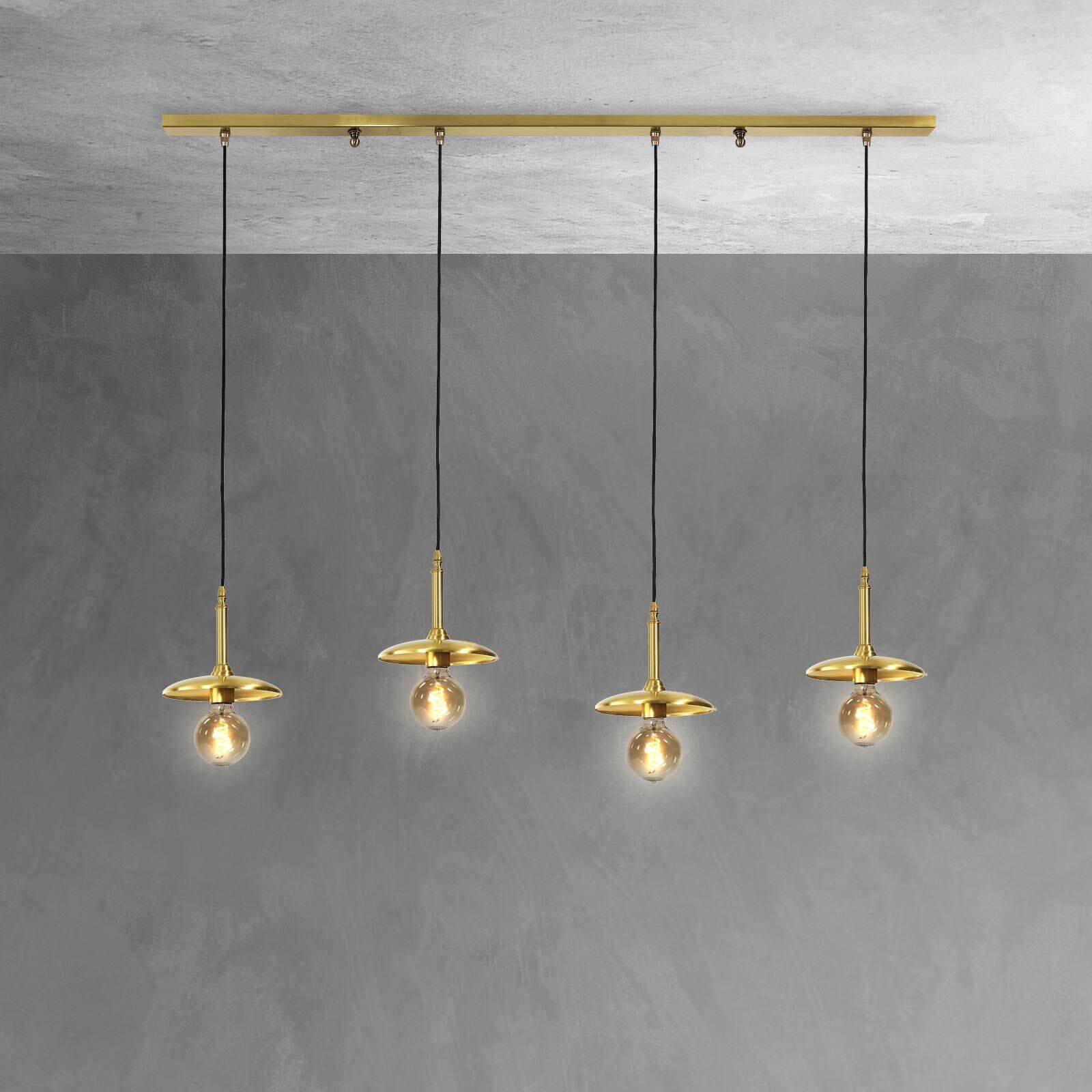 Lampe à suspendre à 4 flammes en bronze clair E27 laiton véritable