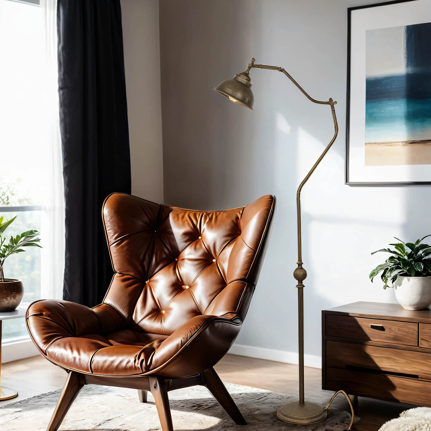 Lampadaire bronze antique laiton véritable Oslo Lampe, Mobiliar, Stuhl, Sessel, Stehlampe