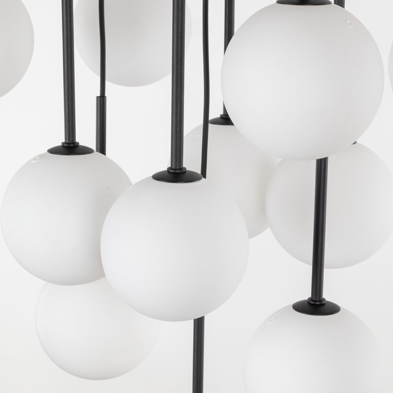 Suspension Boule Verre Métal L : 60 cm Noir Blanc 13x G9 Lampe