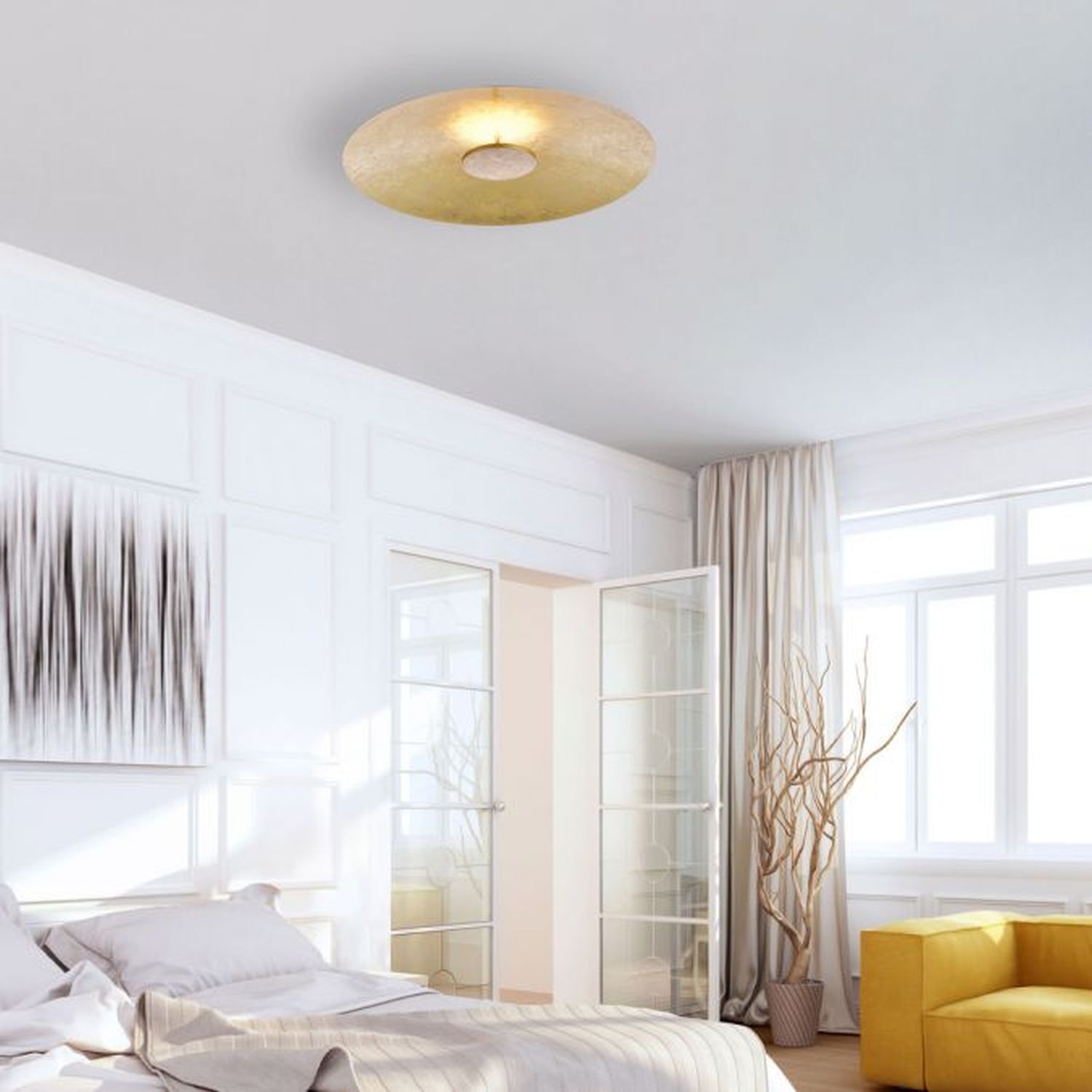 LED Deckenleuchte Metall dimmbar in Blattgold 3000 K Tür, Architektur, Gebäude, Wohnen