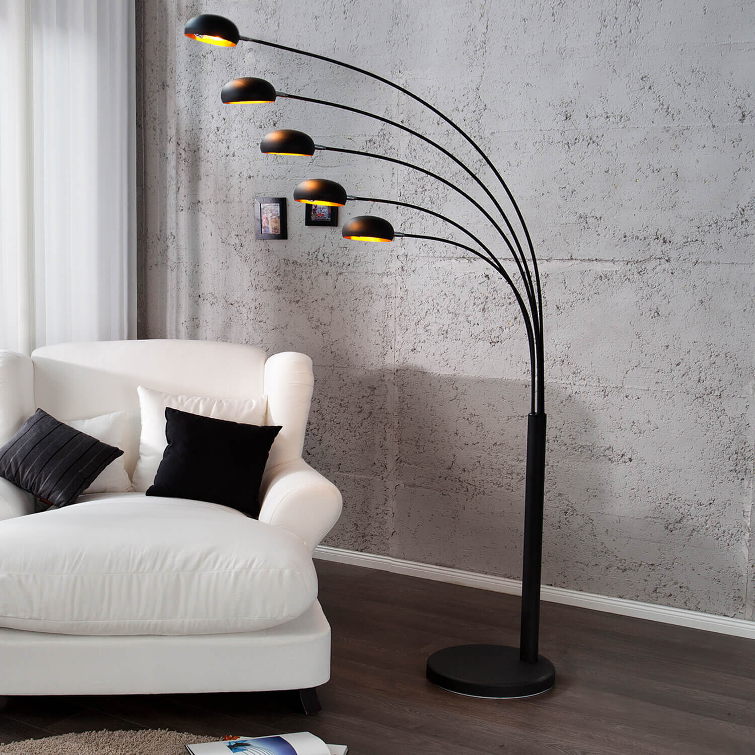 Lampadaire 205cm Retro flexible boule noir Lampe, Stehlampe