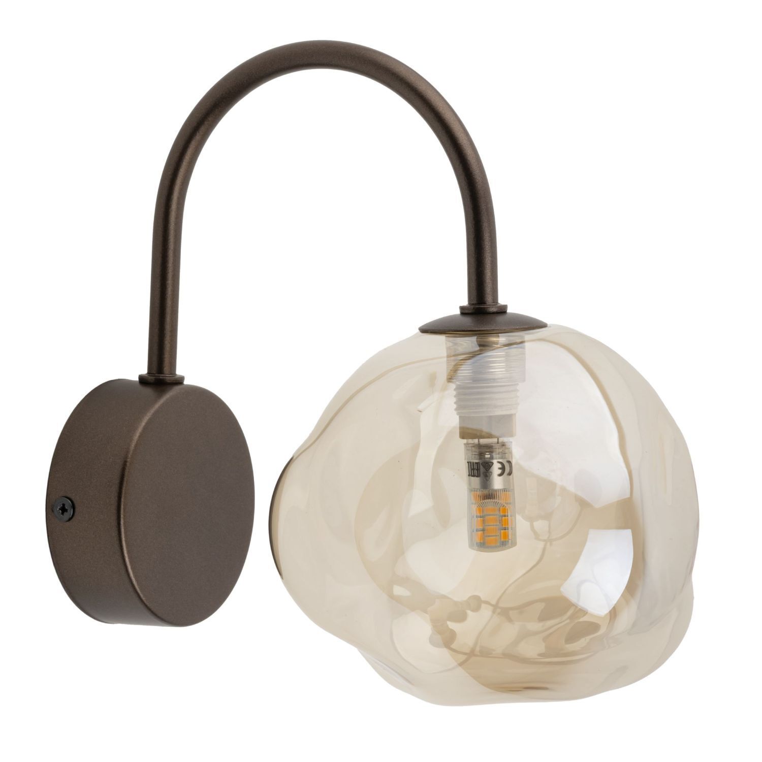 Wandleuchte Metall Braun B:15 cm G9 Glas Cognac