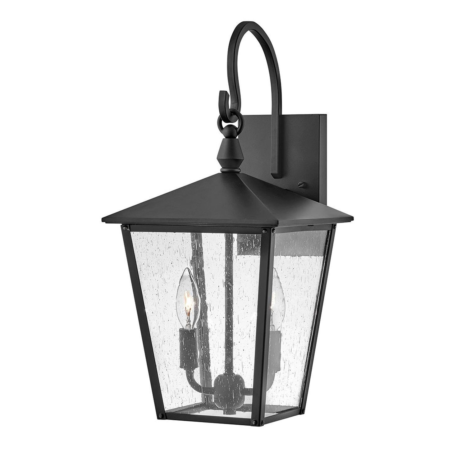 Lampe d'extérieur noire mur alu verre IP44 H : 47,9 cm 2x E14