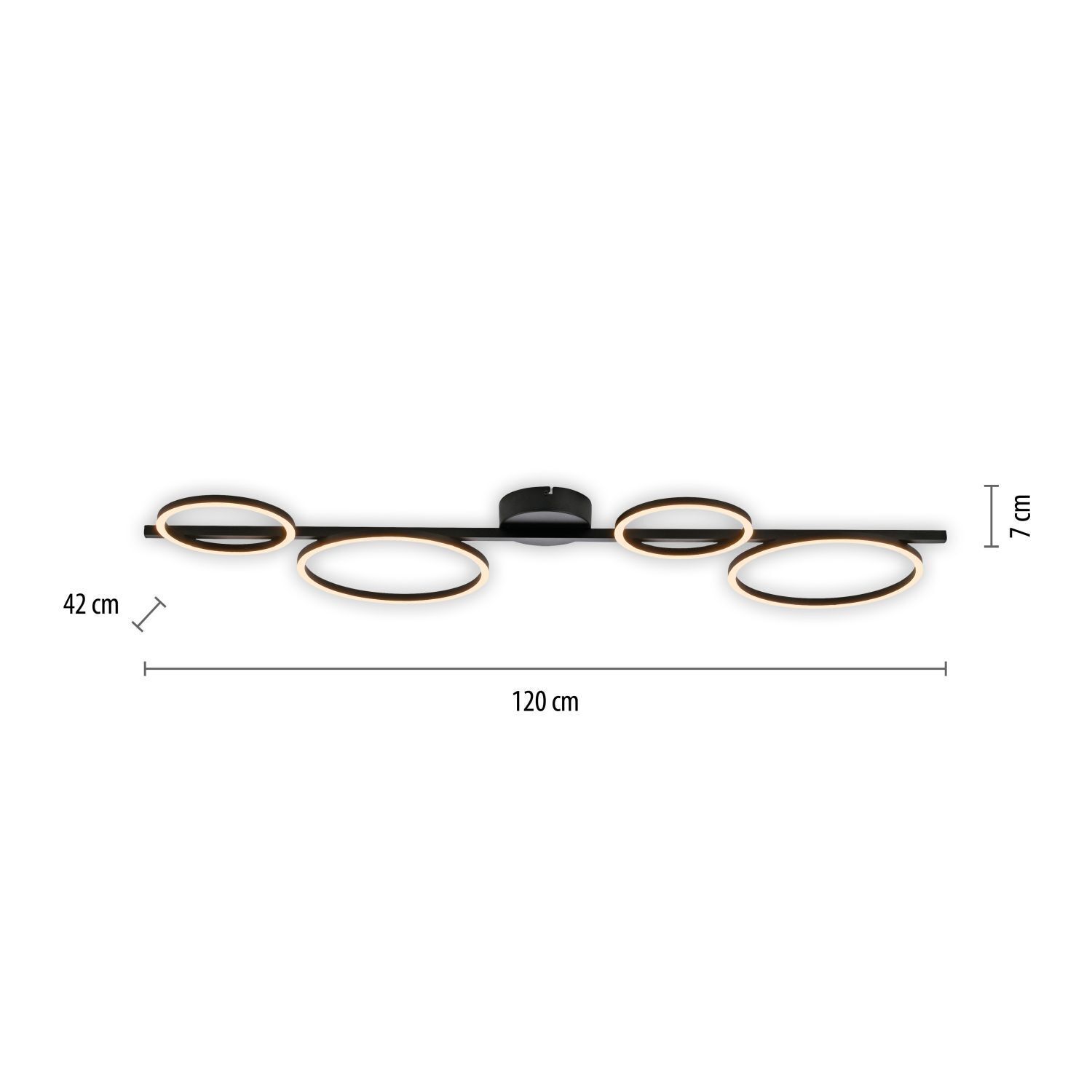 Lampe de plafonnier LED noire métal 120 cm allongée 4850 lm