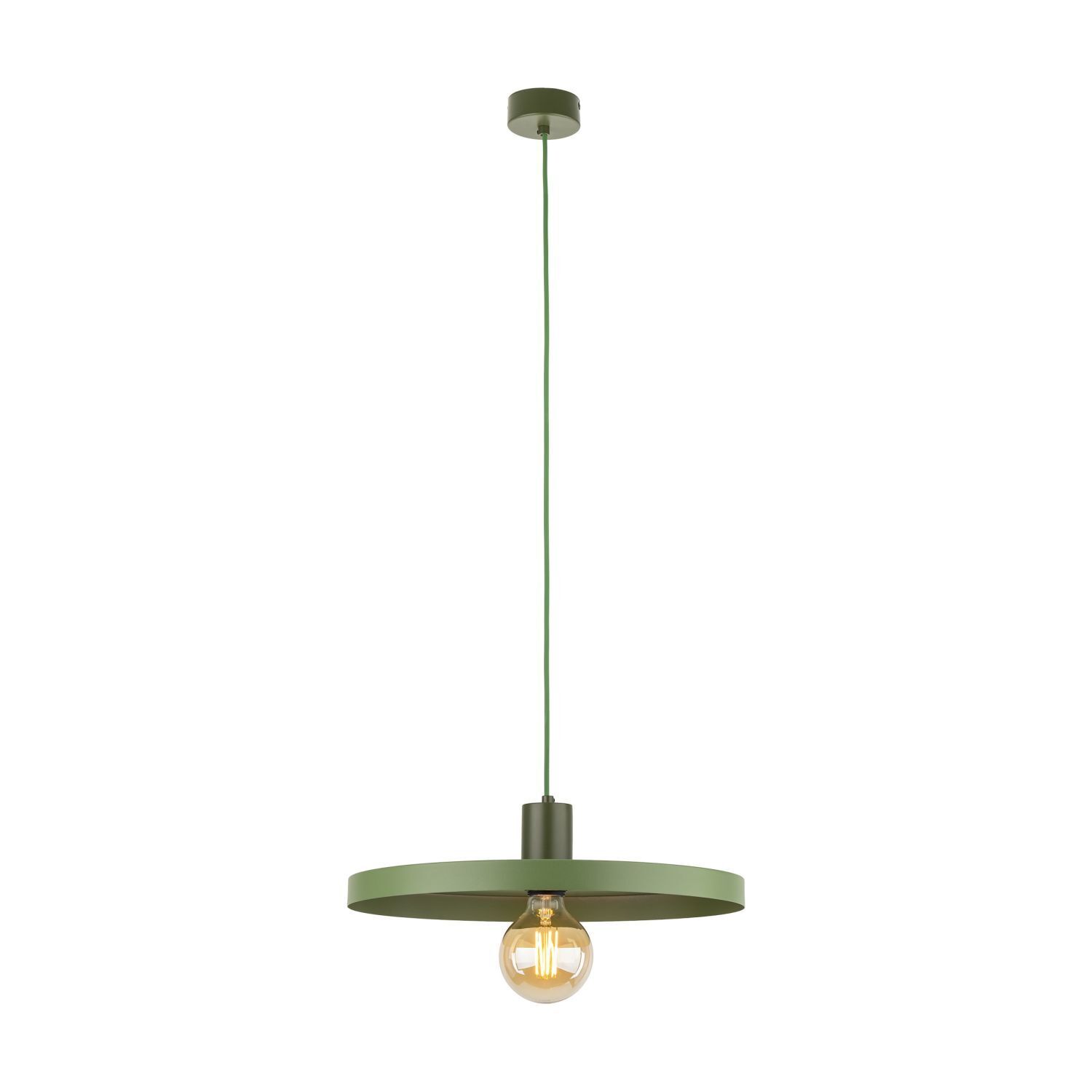 Lampe à suspendre verte E27 Ø40 cm ronde Vintage métal