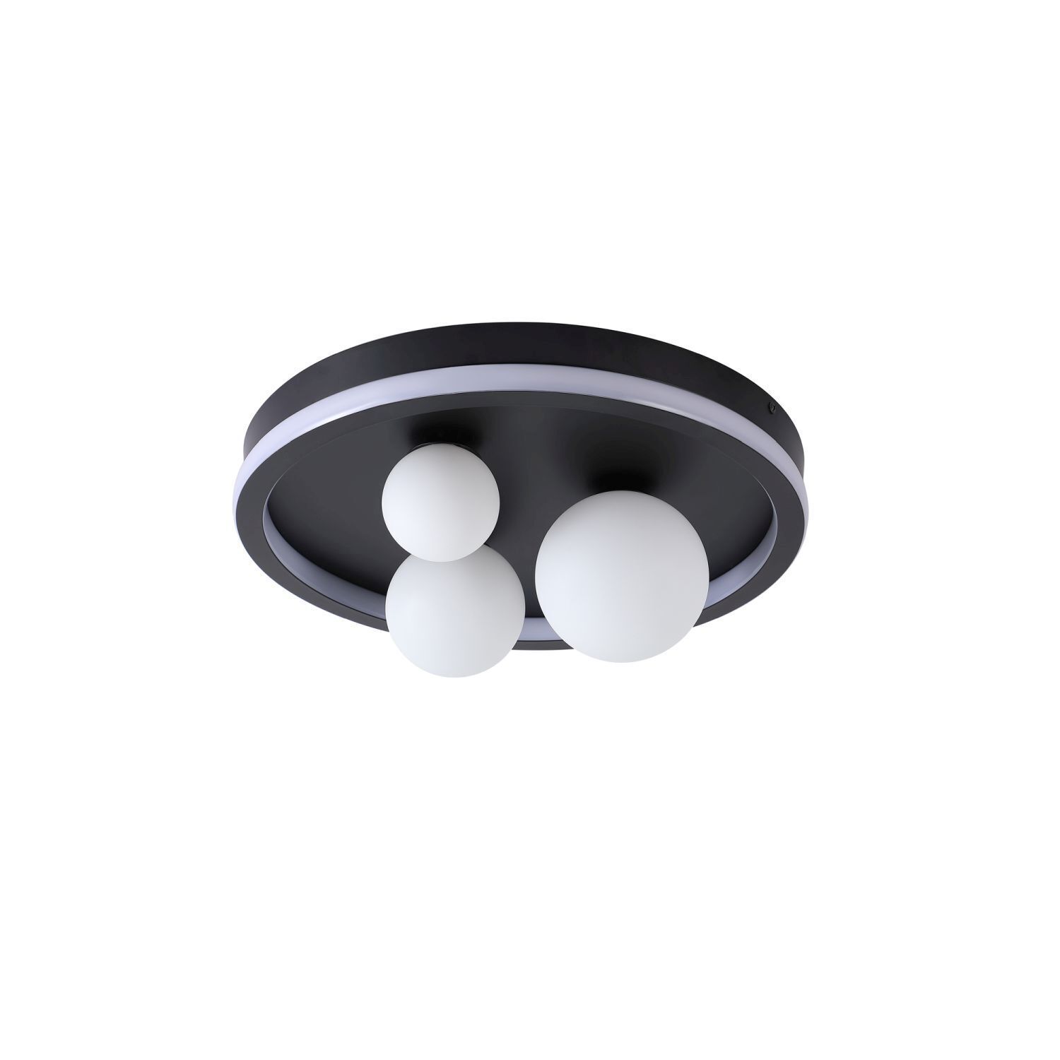 Plafonnier LED Noir Blanc Métal Boules de verre Ø40 cm Deckenleuchte, Leuchte
