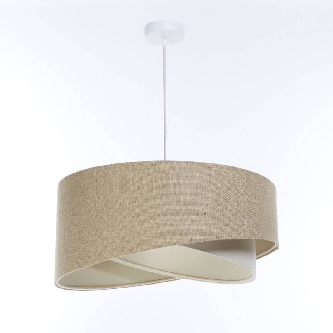 Suspension Tissu Naturel Crème E27 ronde D : 60 cm Boho Lampe