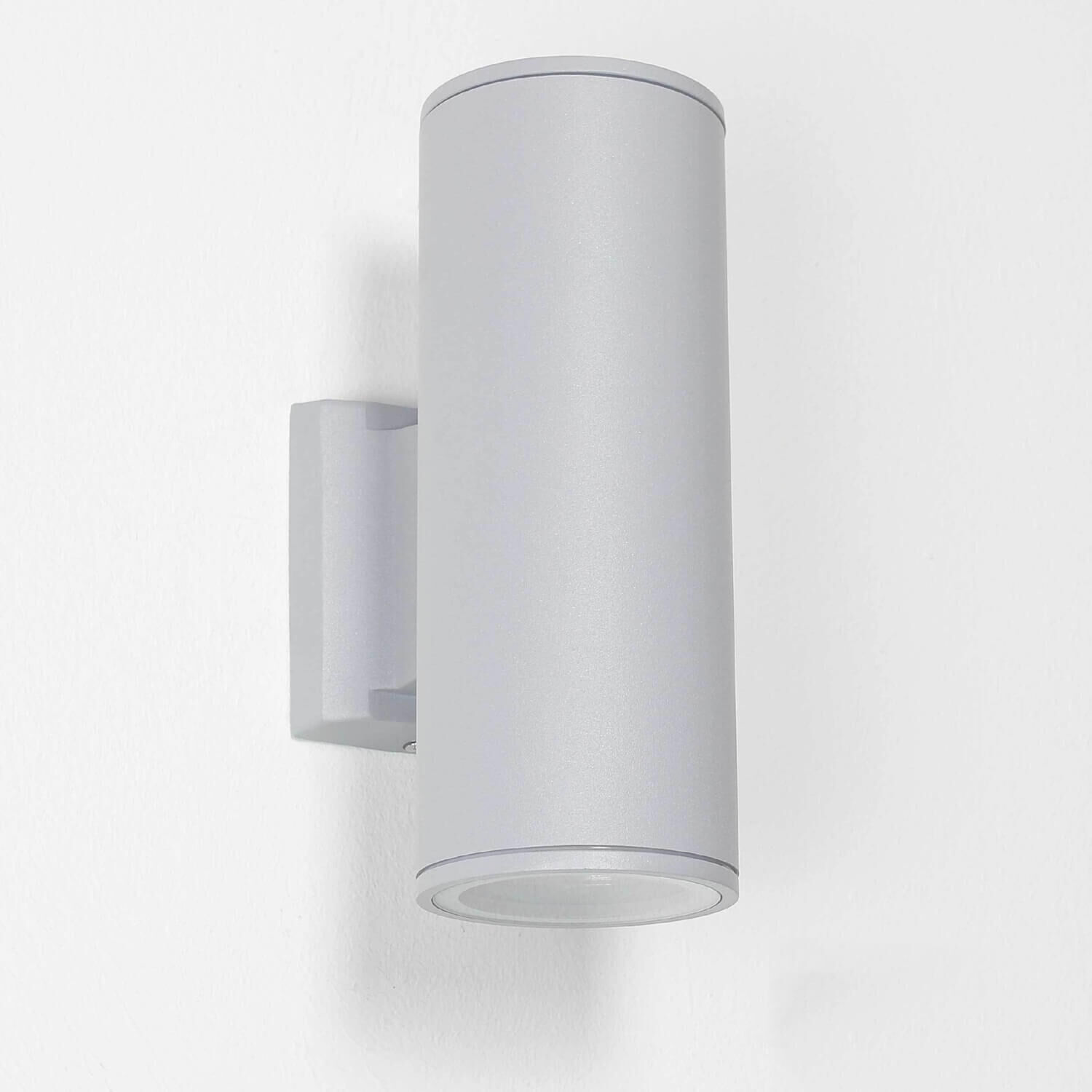 Lampe d'extérieur Gris Up Down Aluminium Verre Façade Maison Zylinder, Glas