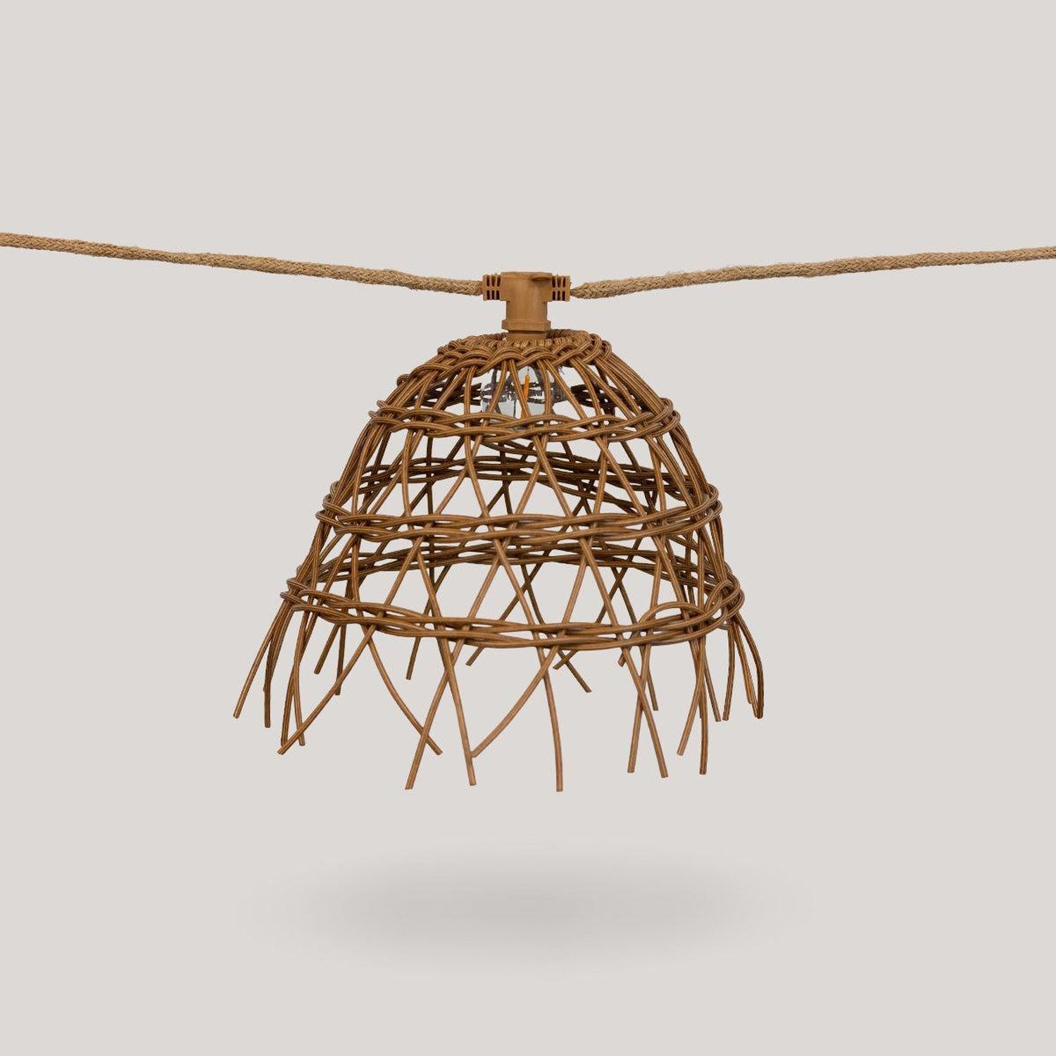 Guirlande lumineuse solaire LED 1800 K 5 m de long jute fibre naturelle