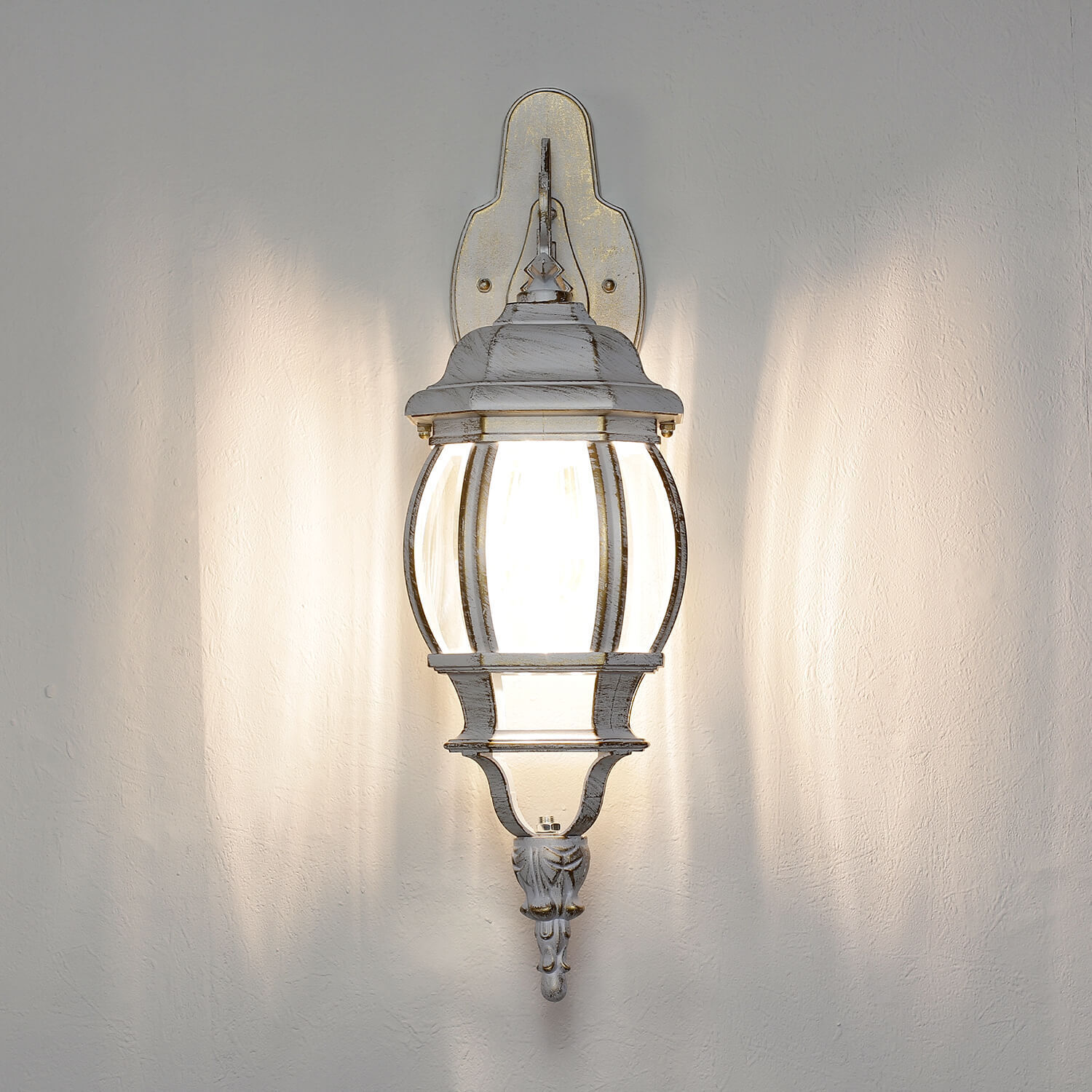 Lampe d'extérieur rustique BREST en blanc or IP44 E27