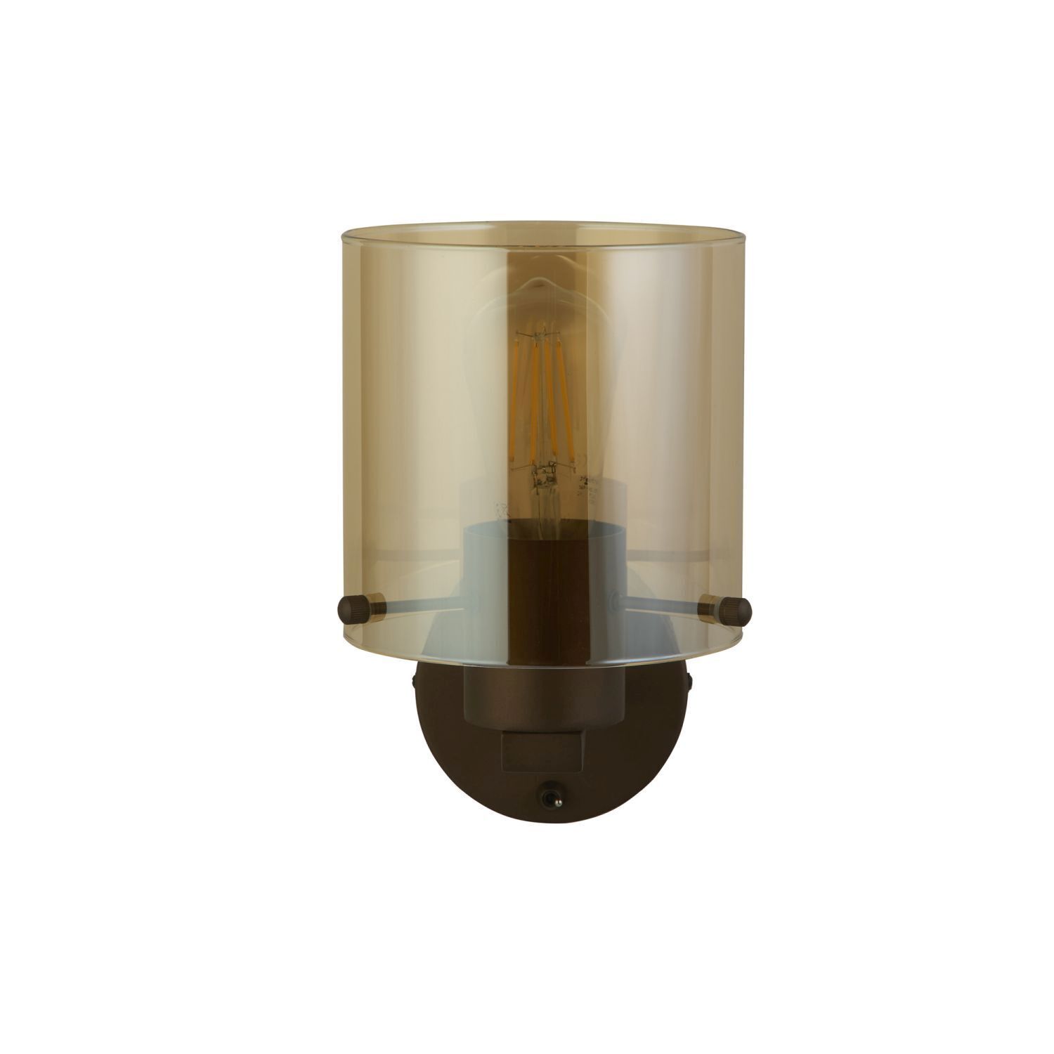Applique métal verre moka ambre E27 avec interrupteur