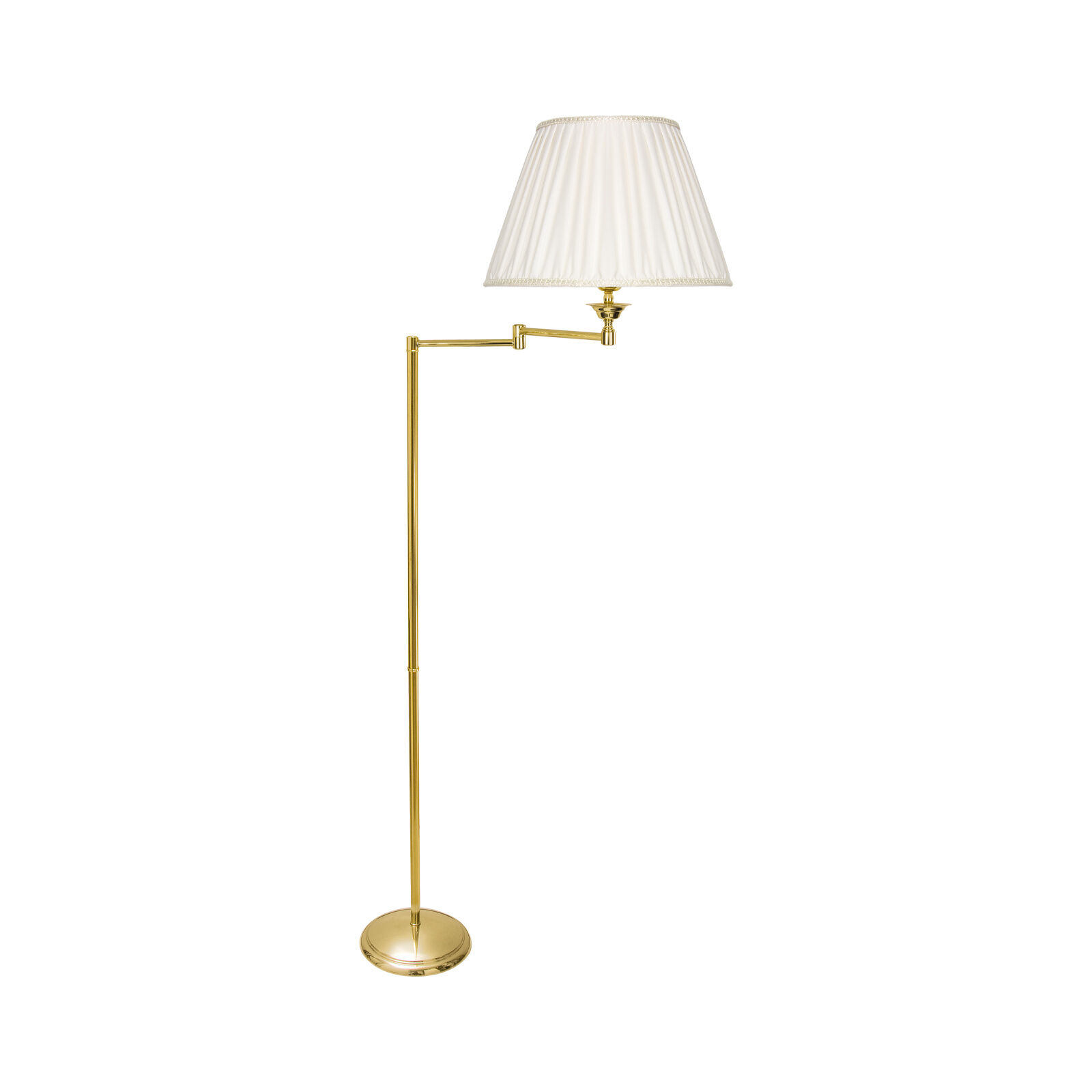 Lampadaire bras articulé 162 cm laiton tissu E27 salon