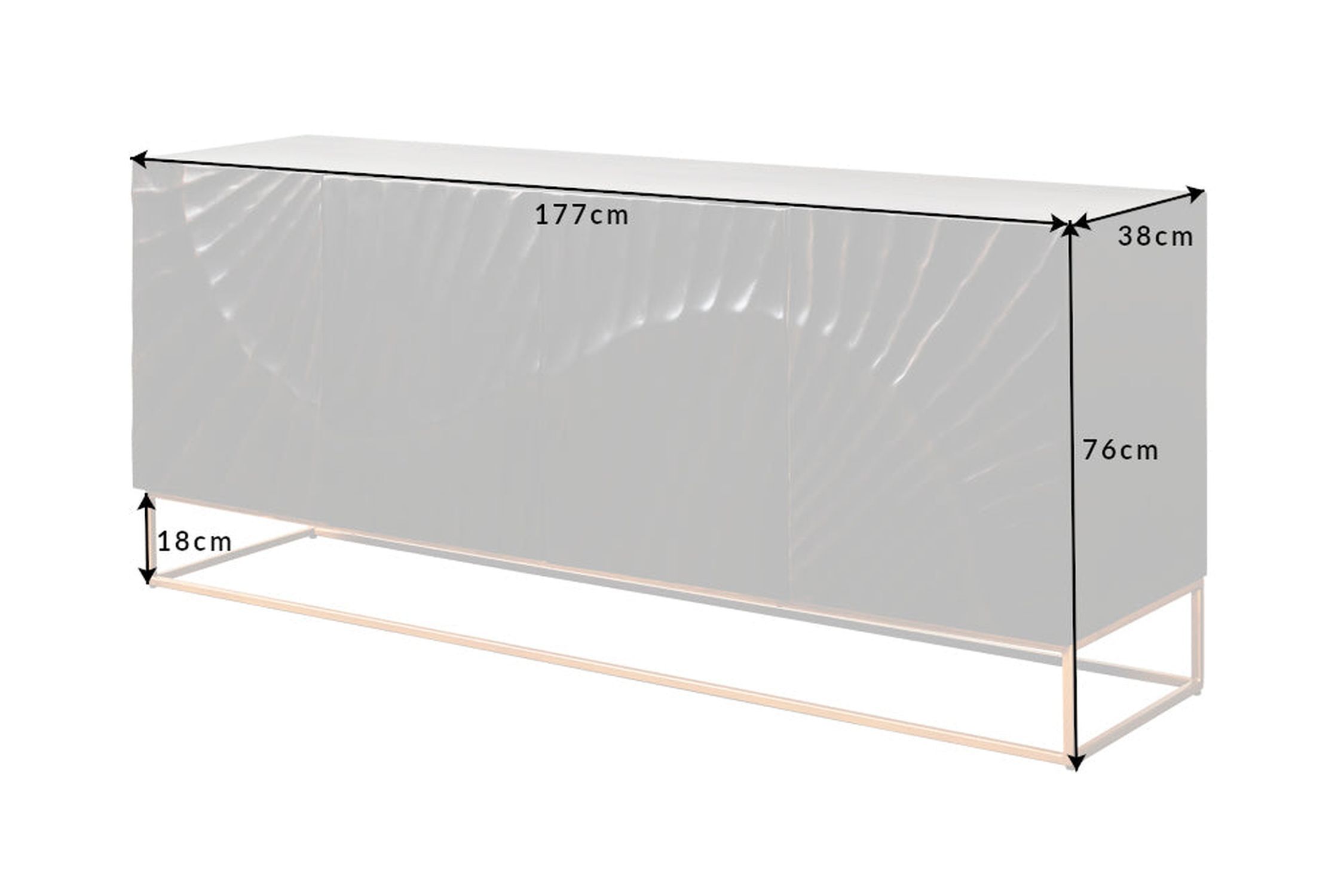 Sideboard noir or 177 x 76 cm fait main grand bois métal Sideboard noir or 177 x 76 cm fait main grand bois métal