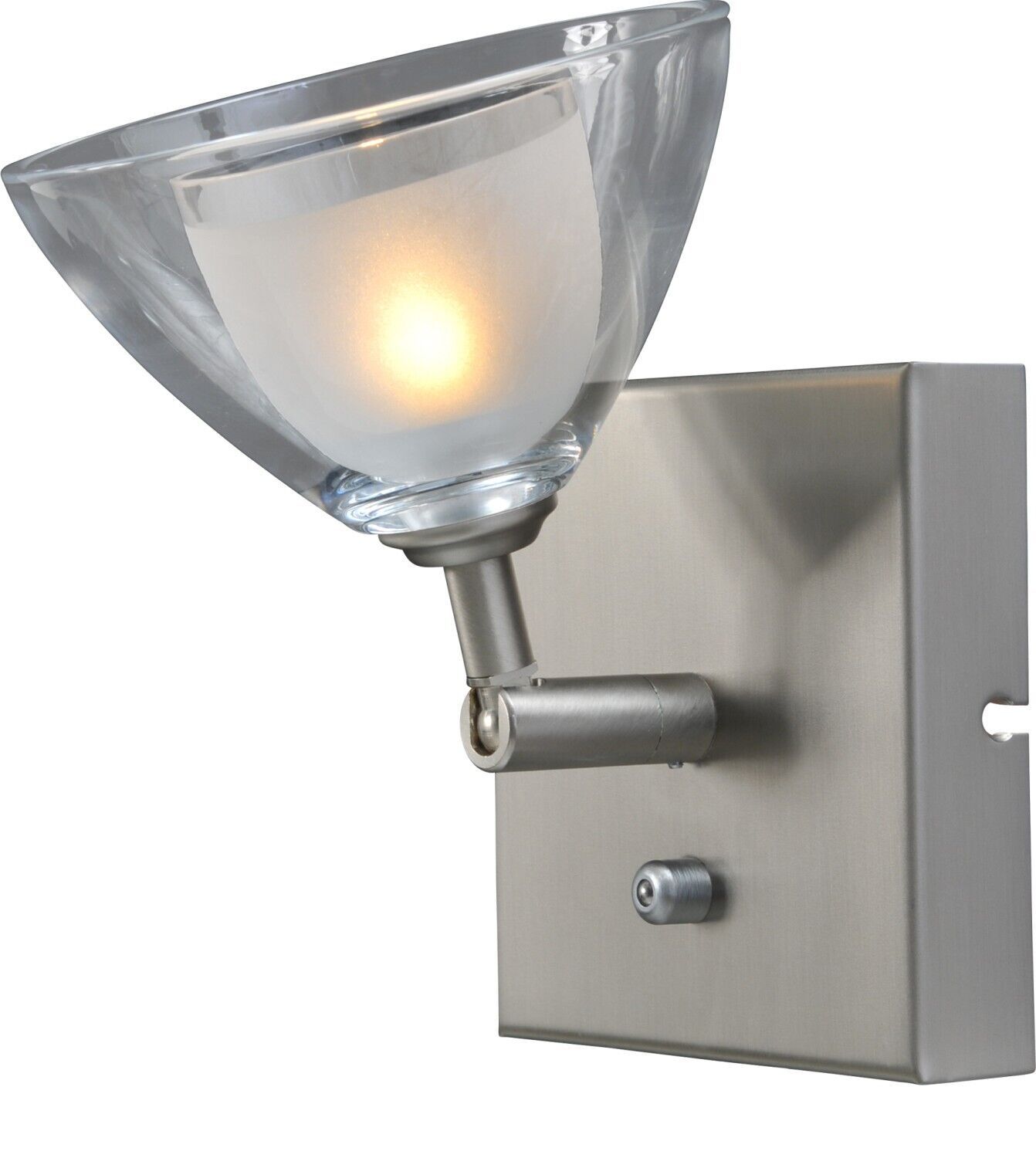 Lampe économique LED moderne avec abat-jour en verre nickel mat