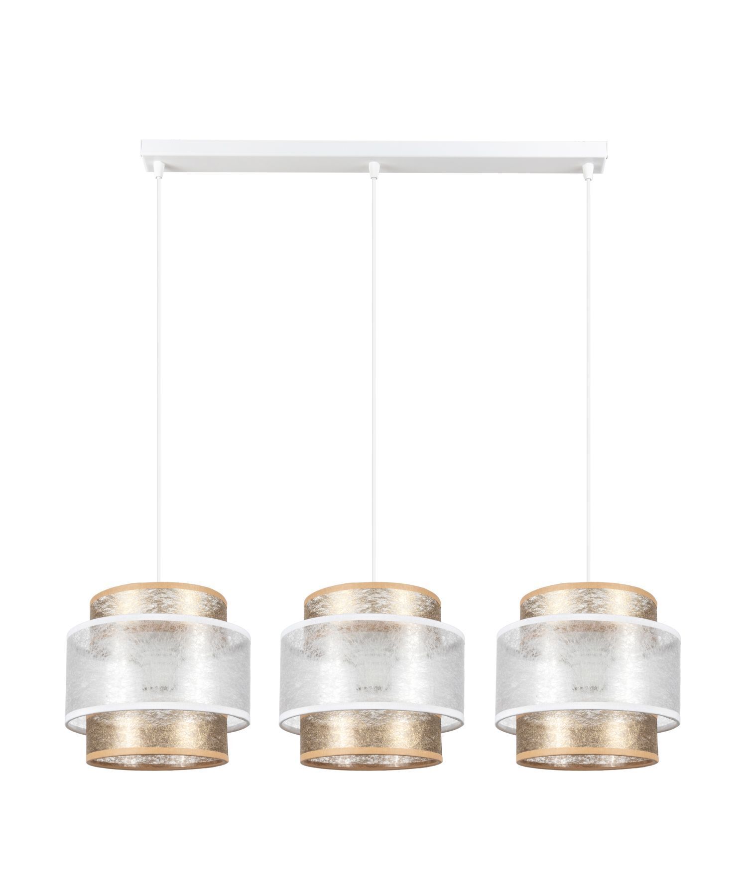 Suspension allongée tissu métal E27 3-flmg 75 cm
