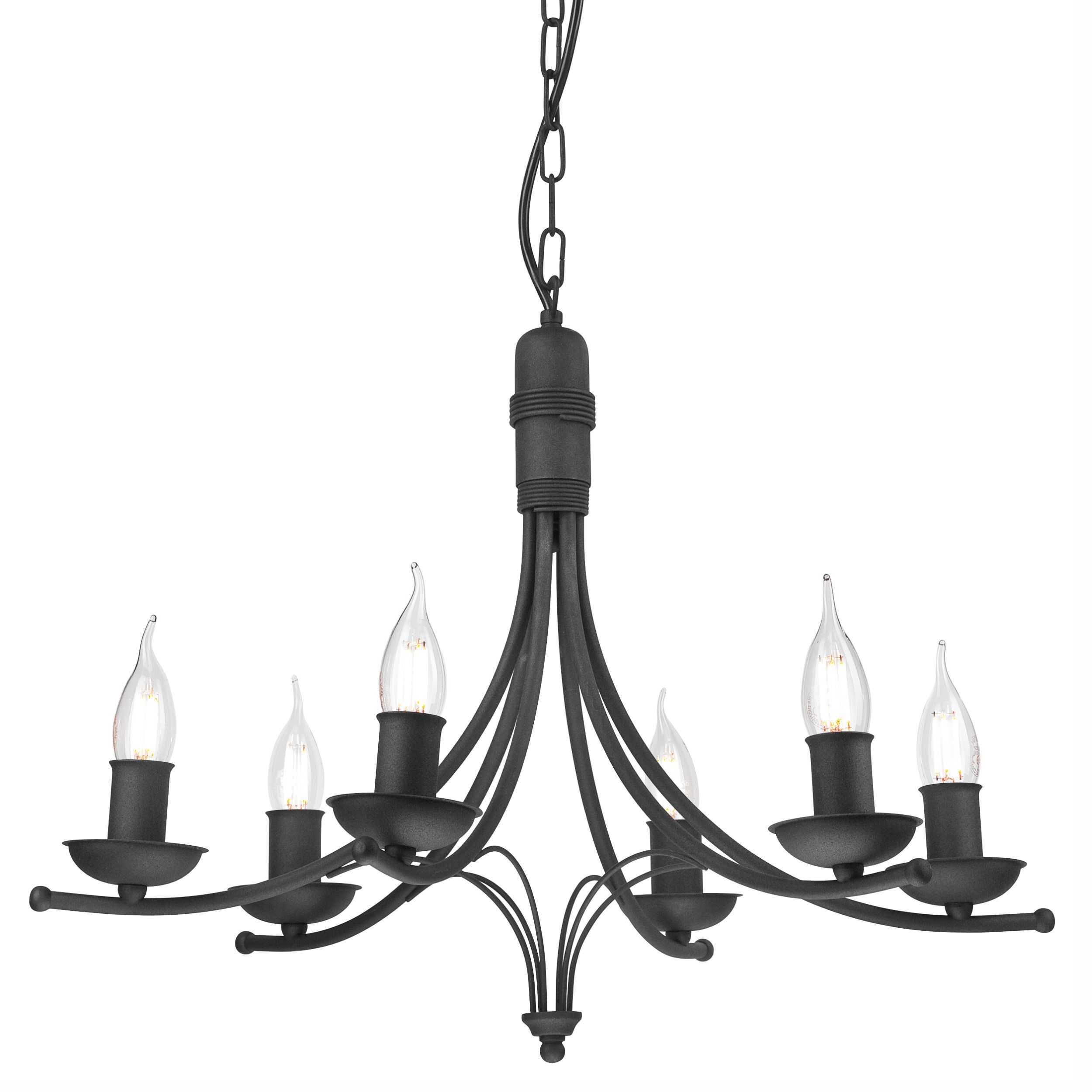 Lustre Métal Rustique 6 branches E14 Noir