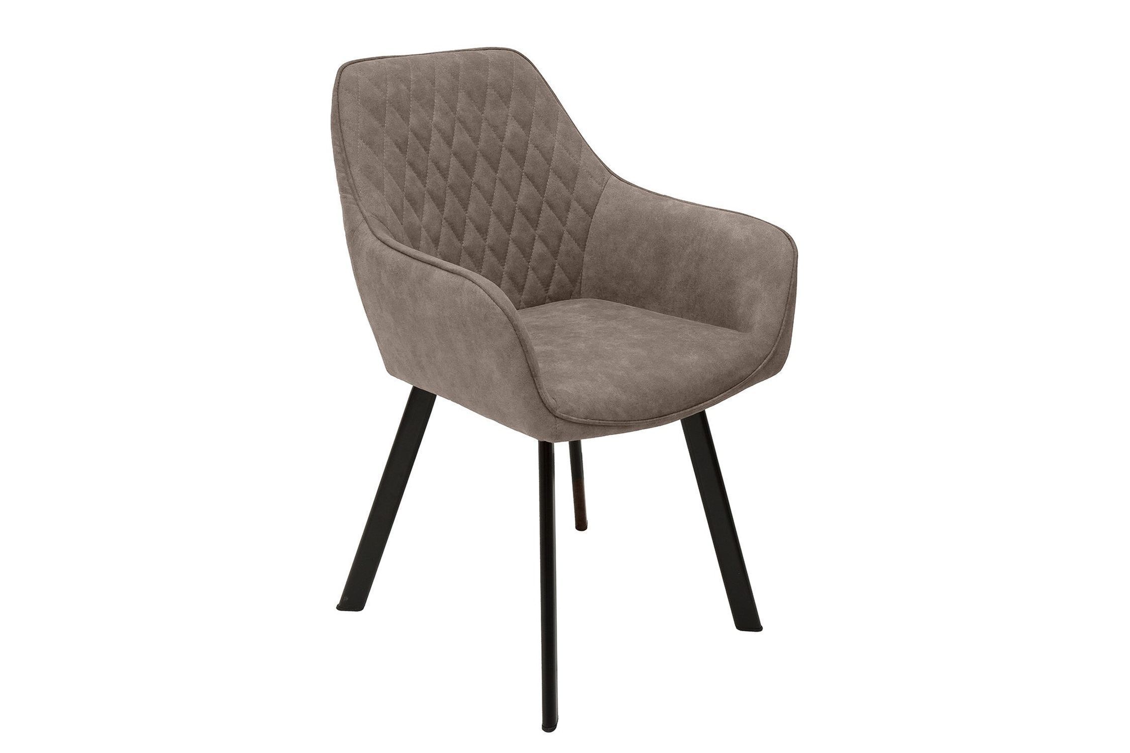 Chaise de salle à manger Retro Taupe Noir Tissu Métal avec accoudoirs Moebel, Stuhl, Sessel