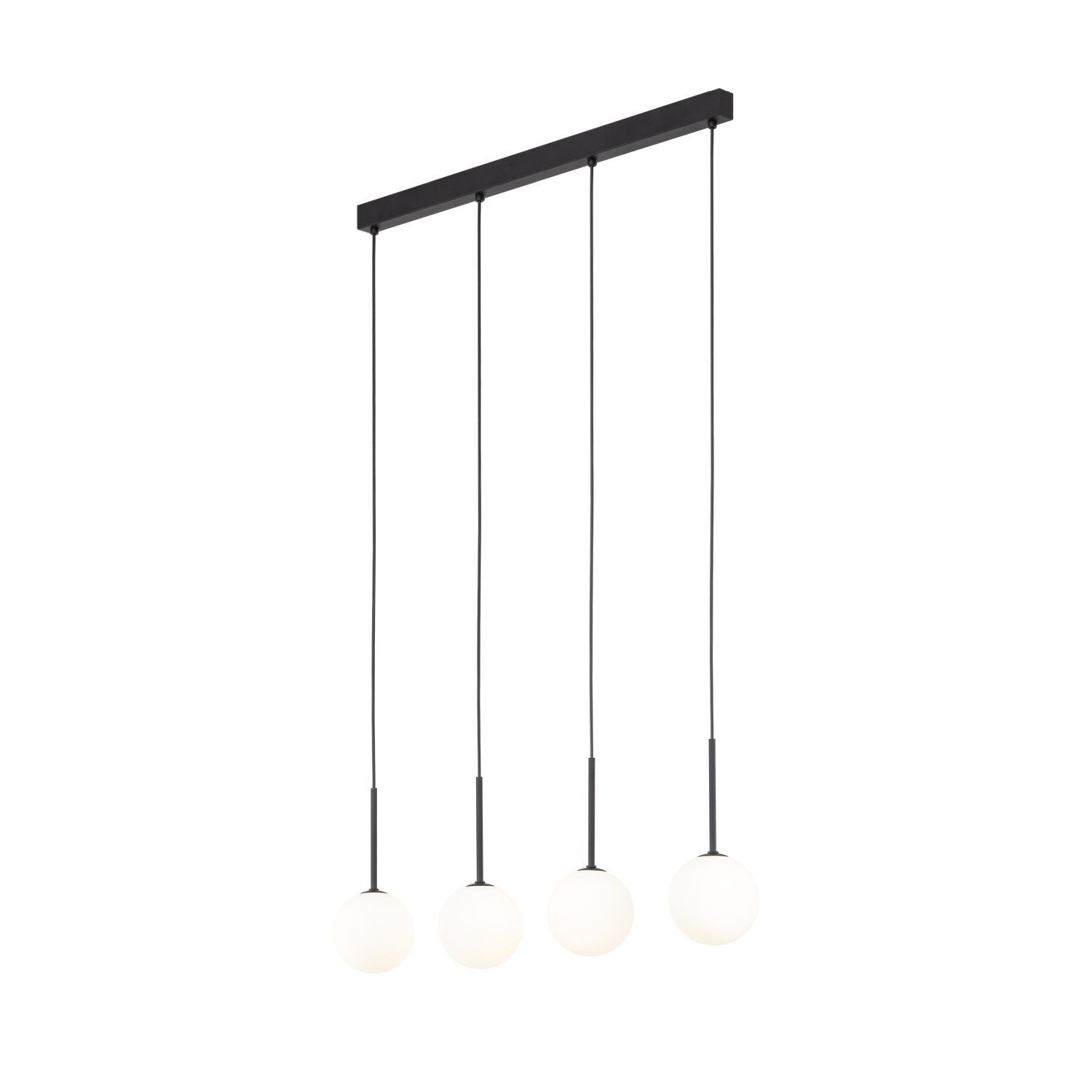 Lampe à suspendre métal verre L : 78 cm noir blanc 4x G9