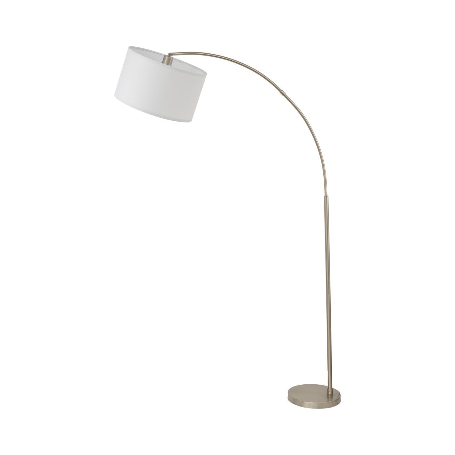 Luminaire en arc réglable 200 cm tissu métal chrome blanc E27