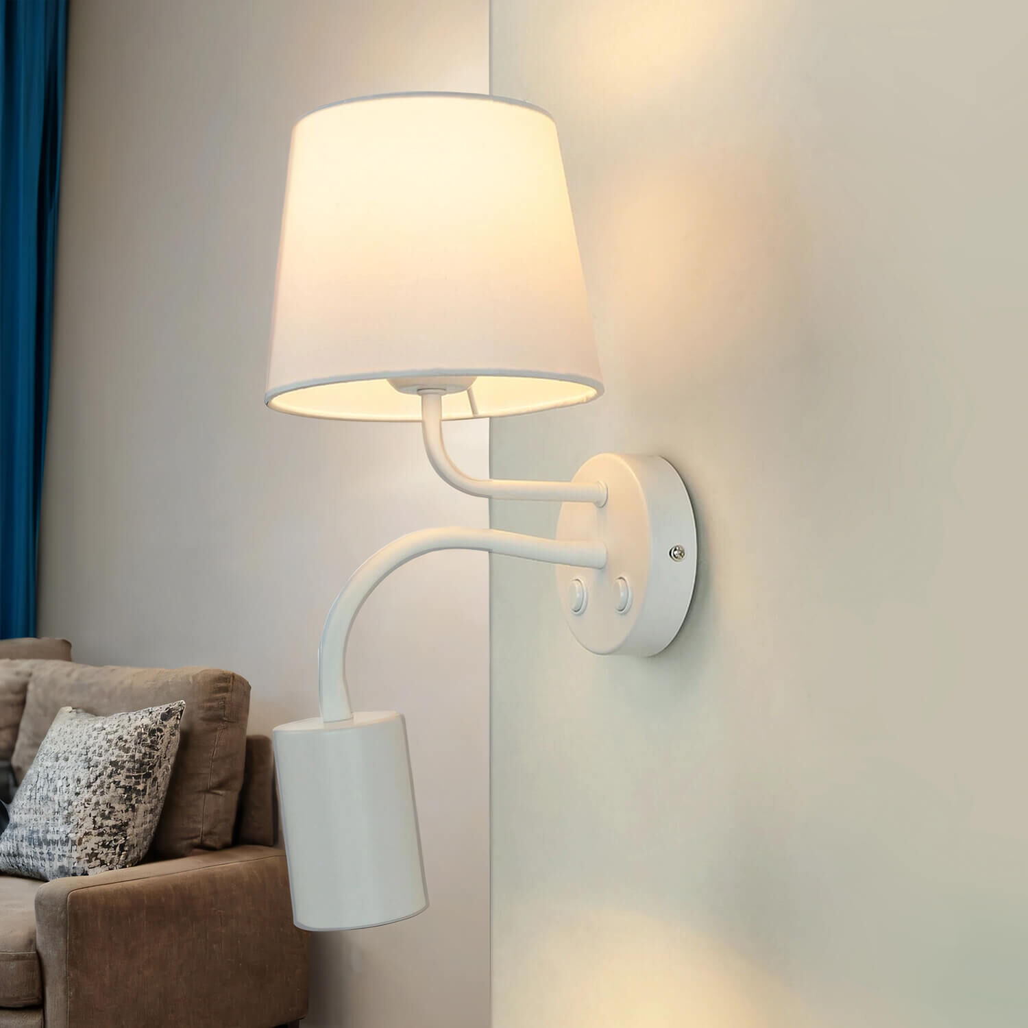 Applique blanche E27 avec lampe de lecture réglable GU10