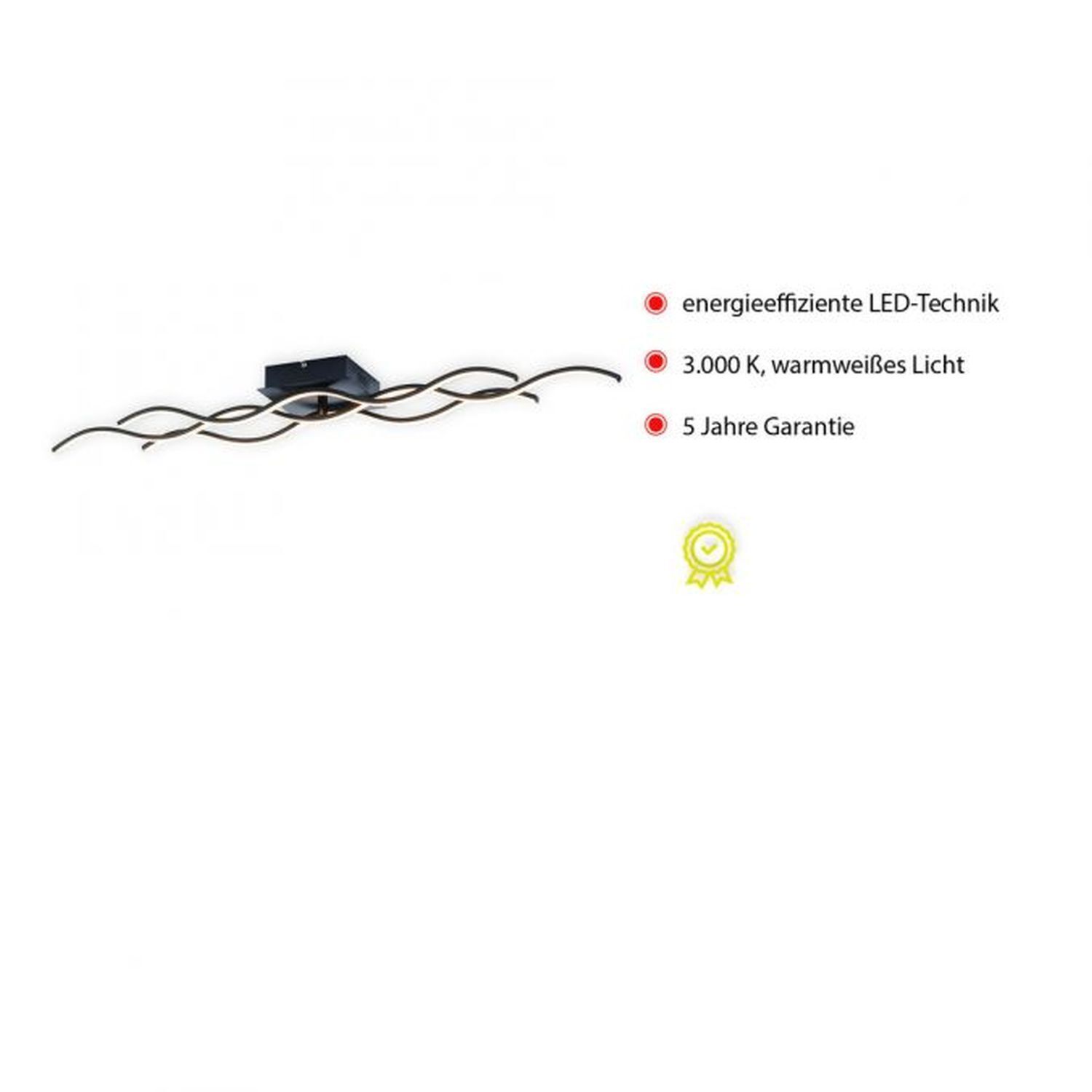 Lampe de plafonnier LED Vagues Métal Noir 3920 lm Moderne