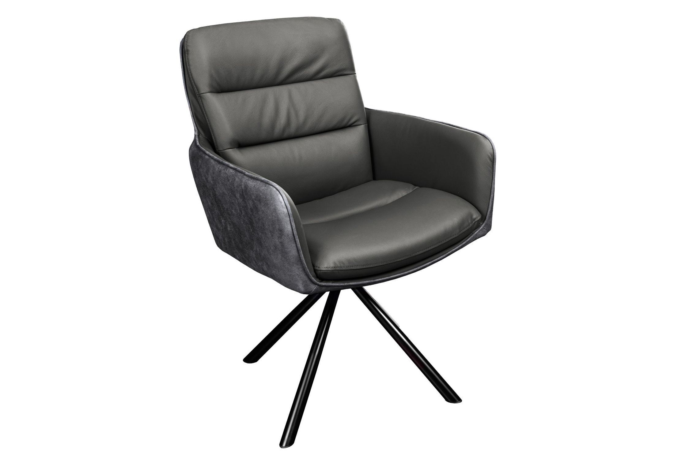 Chaise pivotante cuir tissu métal gris noir sans roulettes Moebel, Stuhl, Sessel