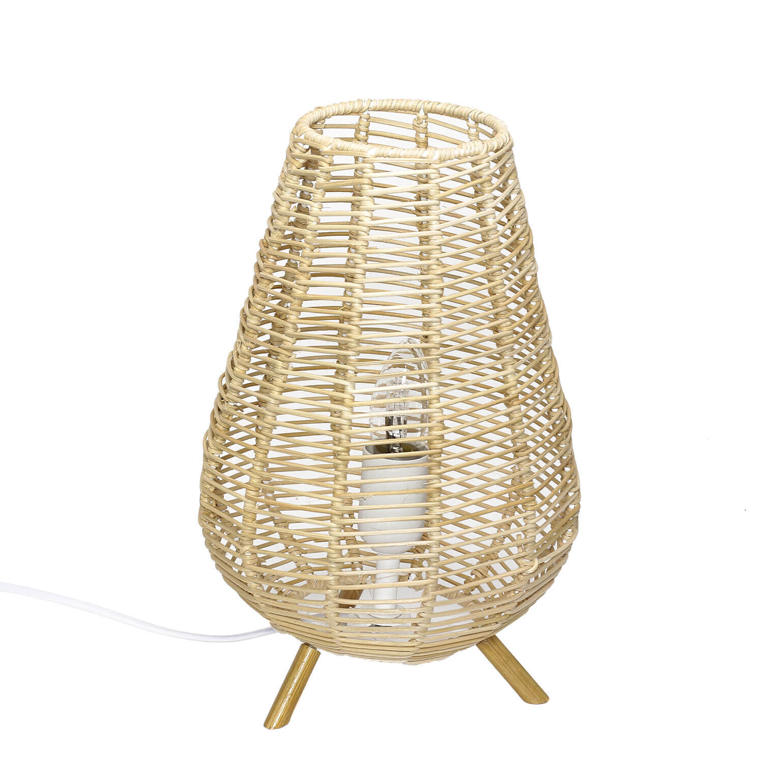 Lampe de table boho corbeille tressée 34,5cm décorative NATHYE