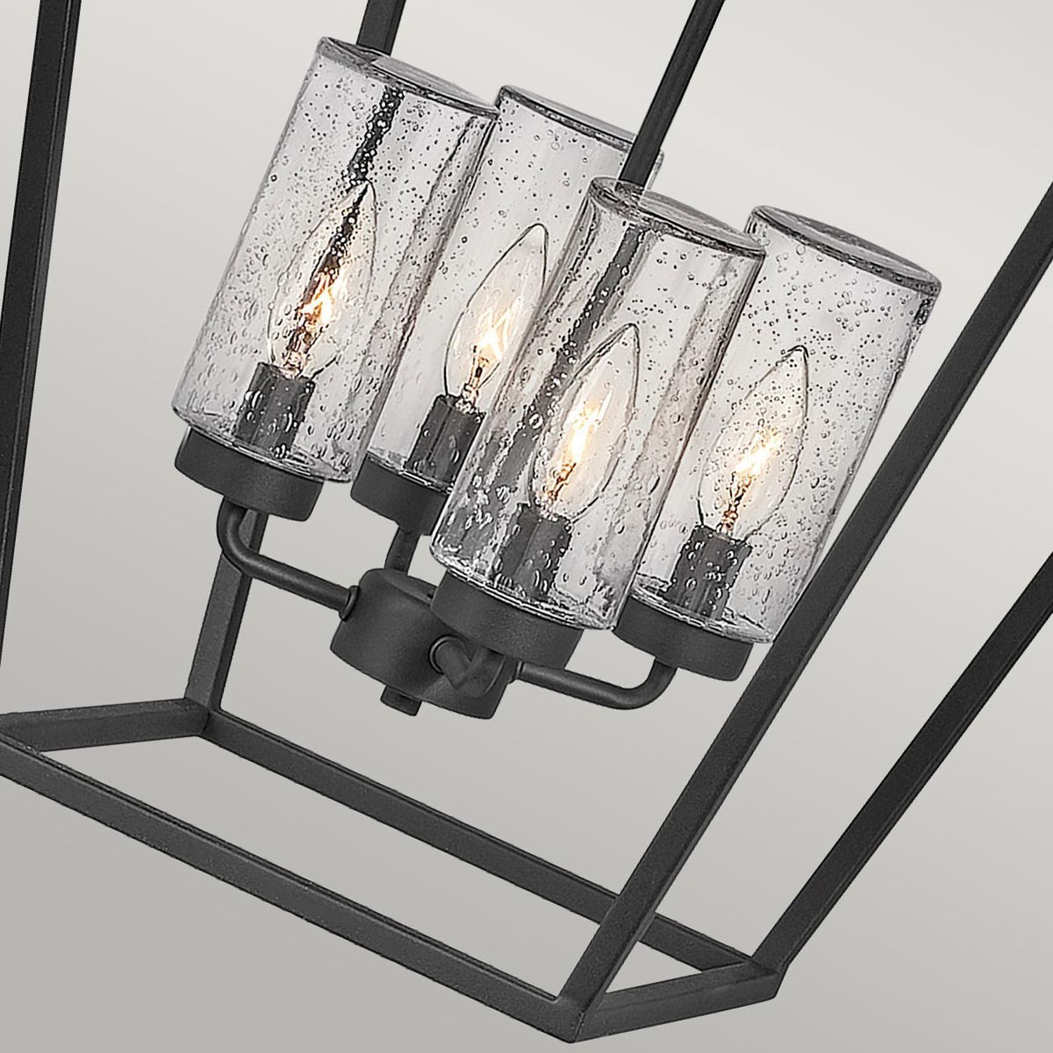 Suspension extérieure aluminium verre E14 IP44 noir vintage