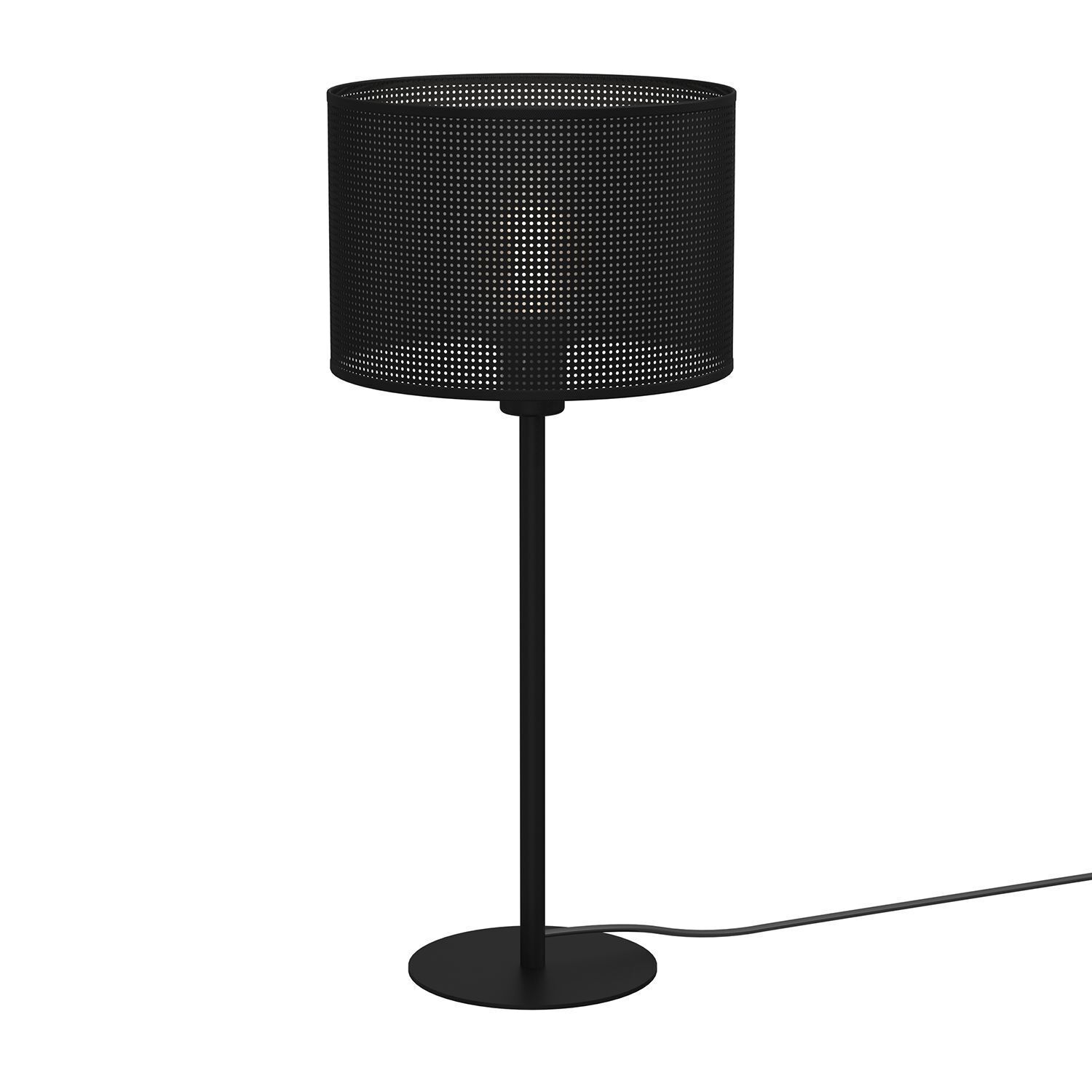 Lampe de table ronde noire E27 56 cm grand métal