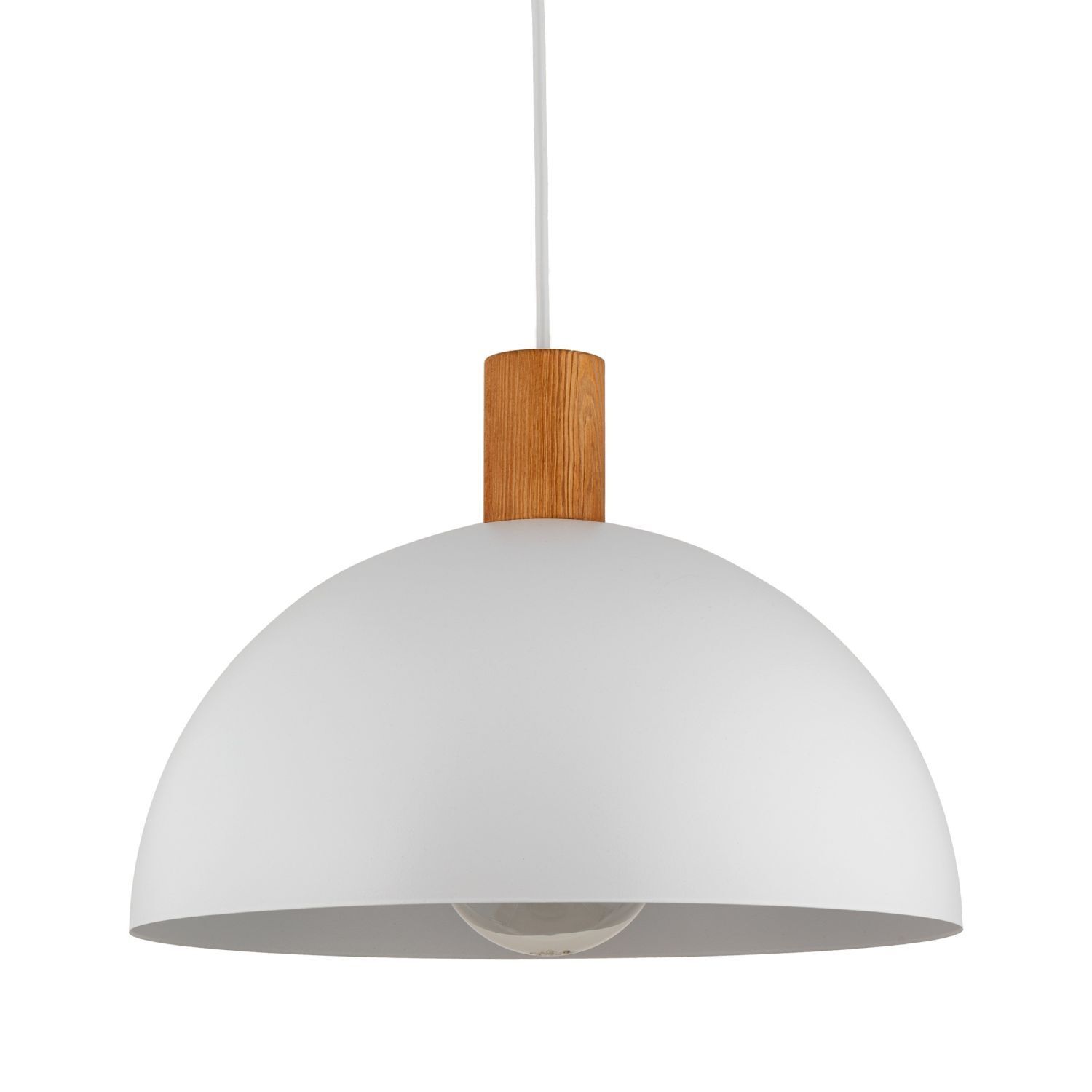 Lampe à suspendre Blanc Scandinave Métal Bois Ø 33,5 cm E27